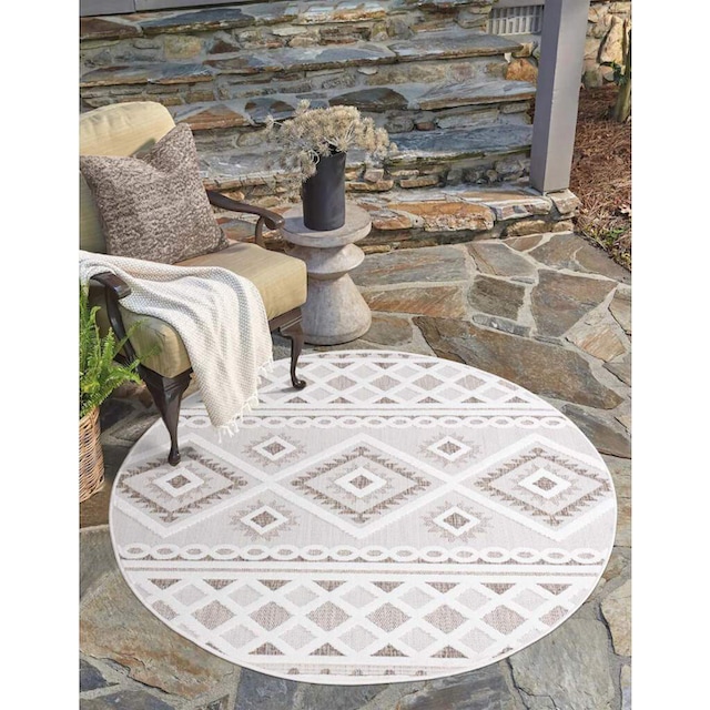 Carpet City Teppich »In-& Outdoorteppich Santorini 435, 3D-Effekt,  Boho-Look«, rund, Wetterfest & UV-beständig für Terrasse, Balkon, Küche,  Flur auf Rechnung | BAUR