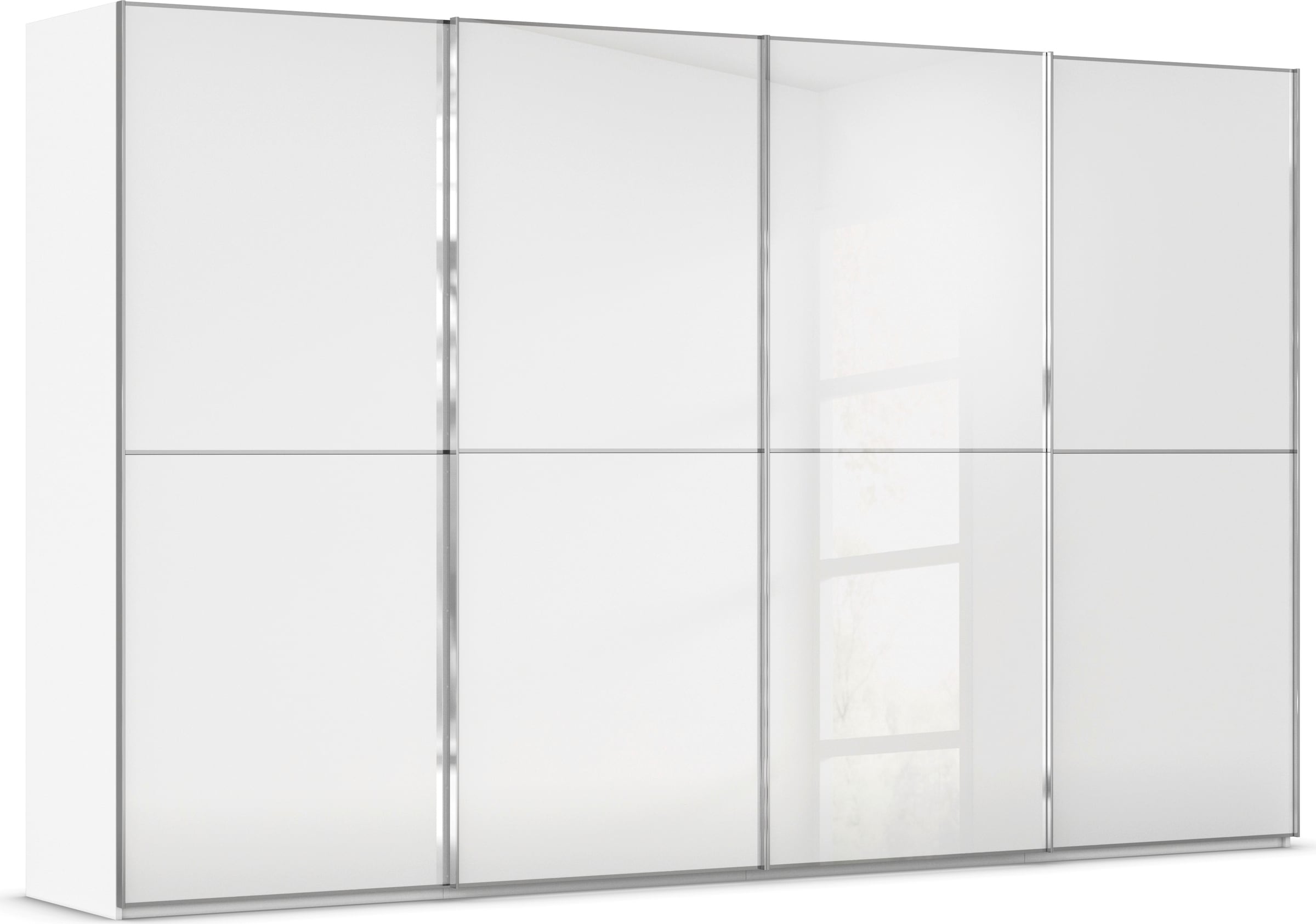 rauch Schwebetürenschrank "Kleiderschrank Schrank Garderobe Schlafzimmerschrank SCALE-DUO" edle zweigeteilte Türen Glas-Front mit 3 Zierleisten MADE IN GERMANY