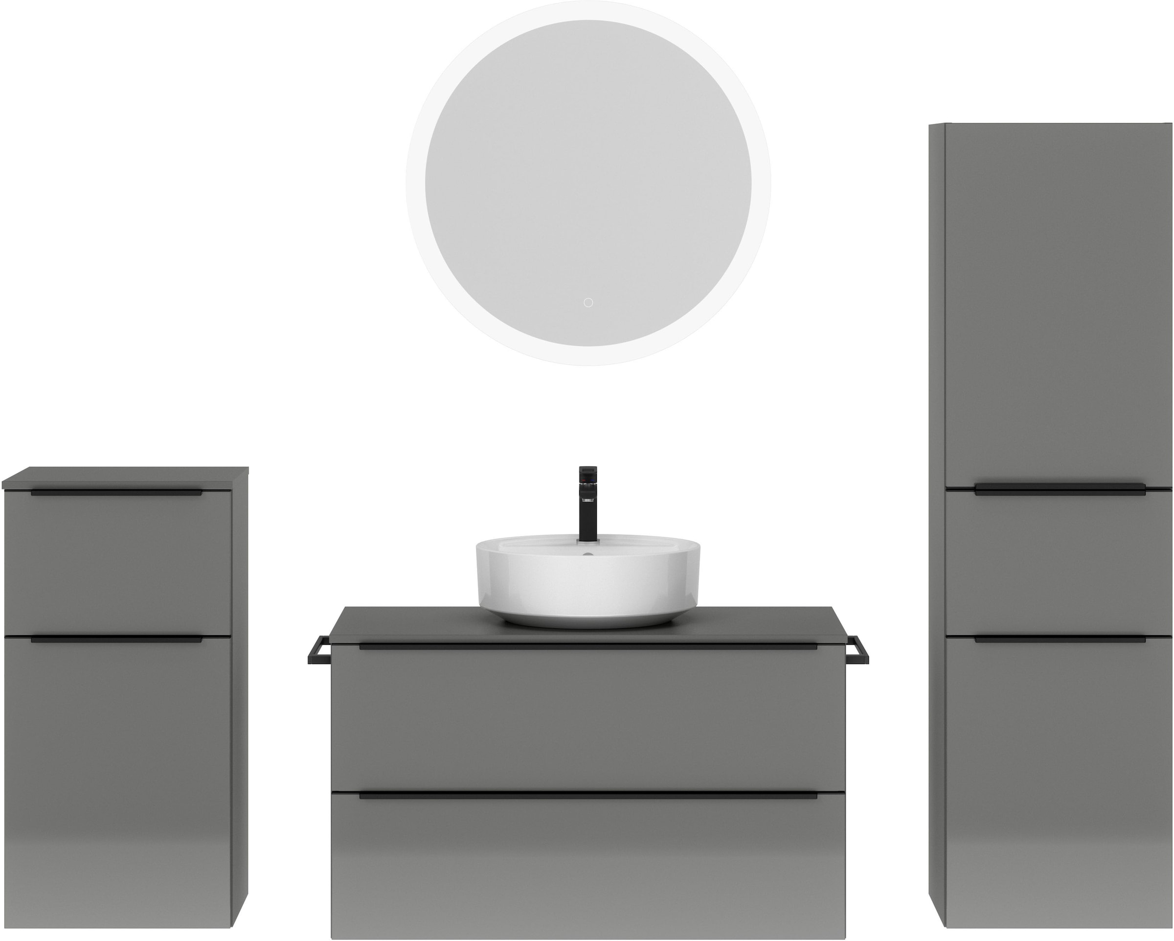 nobilia Badmöbel-Set "Alvene", (4 St., vormontiert, mit Soft-Close), Hochgl günstig online kaufen