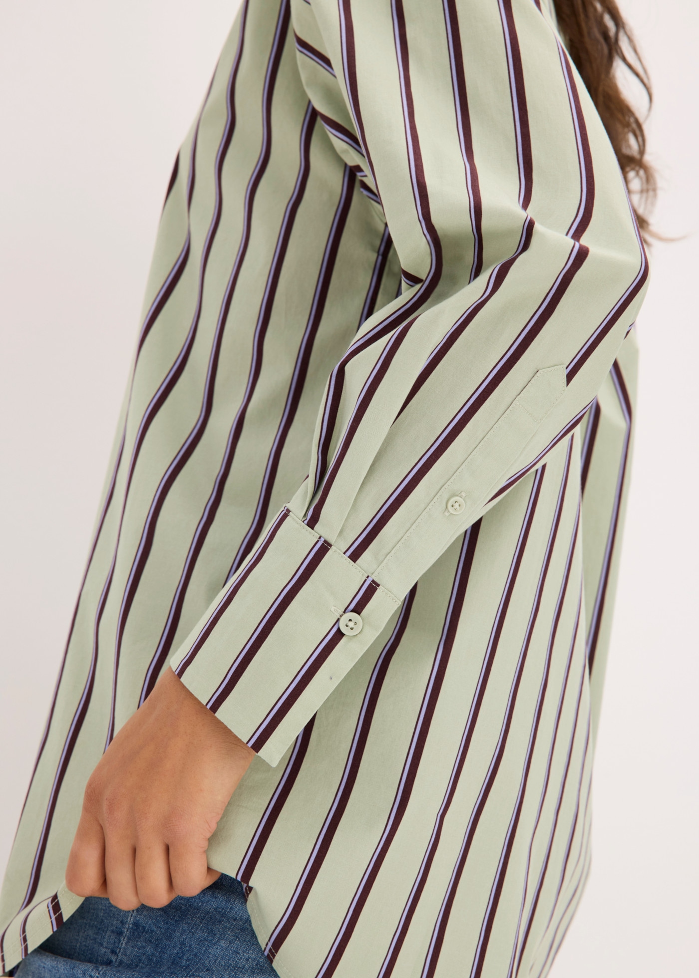 bonprix Hemdbluse Oversize-Passform, hüftbedeckende Länge, mit überschnittener Schulter