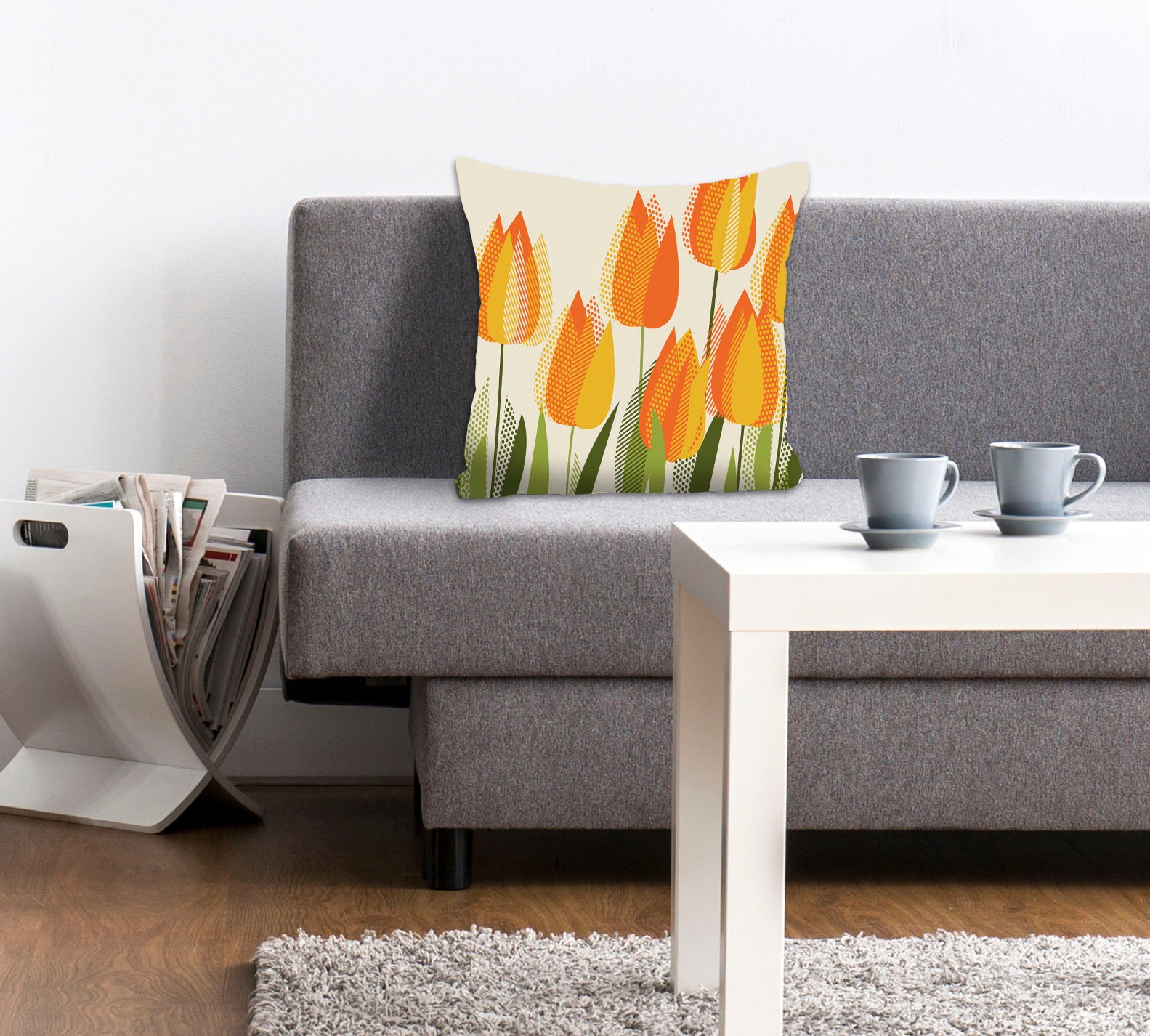 queence Dekokissen »Holli«, mit orangenen Tulpen, Kissenhülle ohne Füllung, 1 Stück