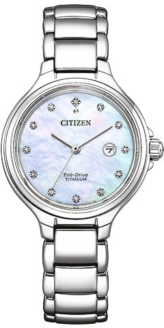 Citizen Titanuhr »EW2680-84D«, Armbanduhr, Damenuhr, Solar, Titanarmband, Saphirglas