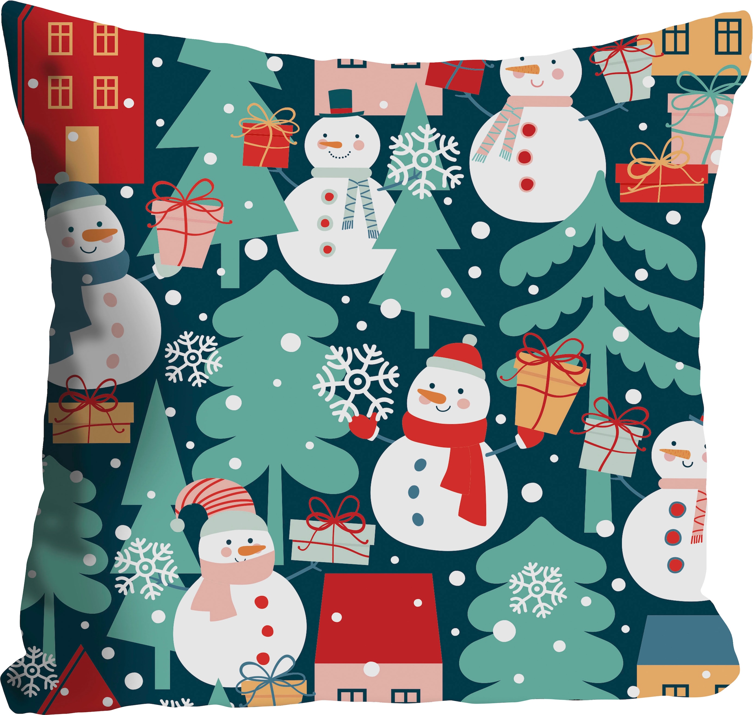 queence Dekokissen "Niklas" Kissenhülle,Schneemänner,Tannenbäume,Weihnachte günstig online kaufen