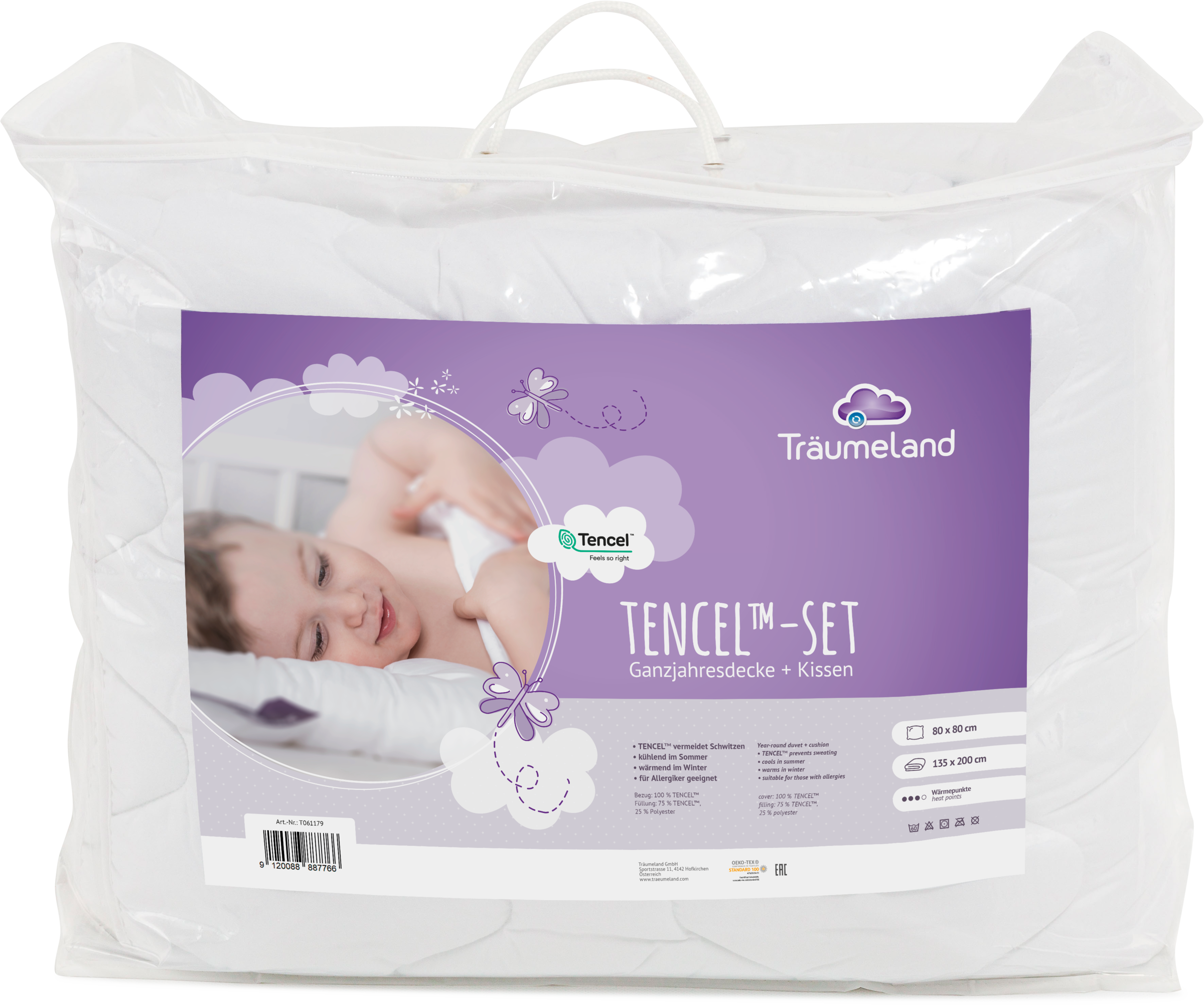 Träumeland Kinderbettdecke + Kopfkissen »TENCELTM«, (Spar-Set)