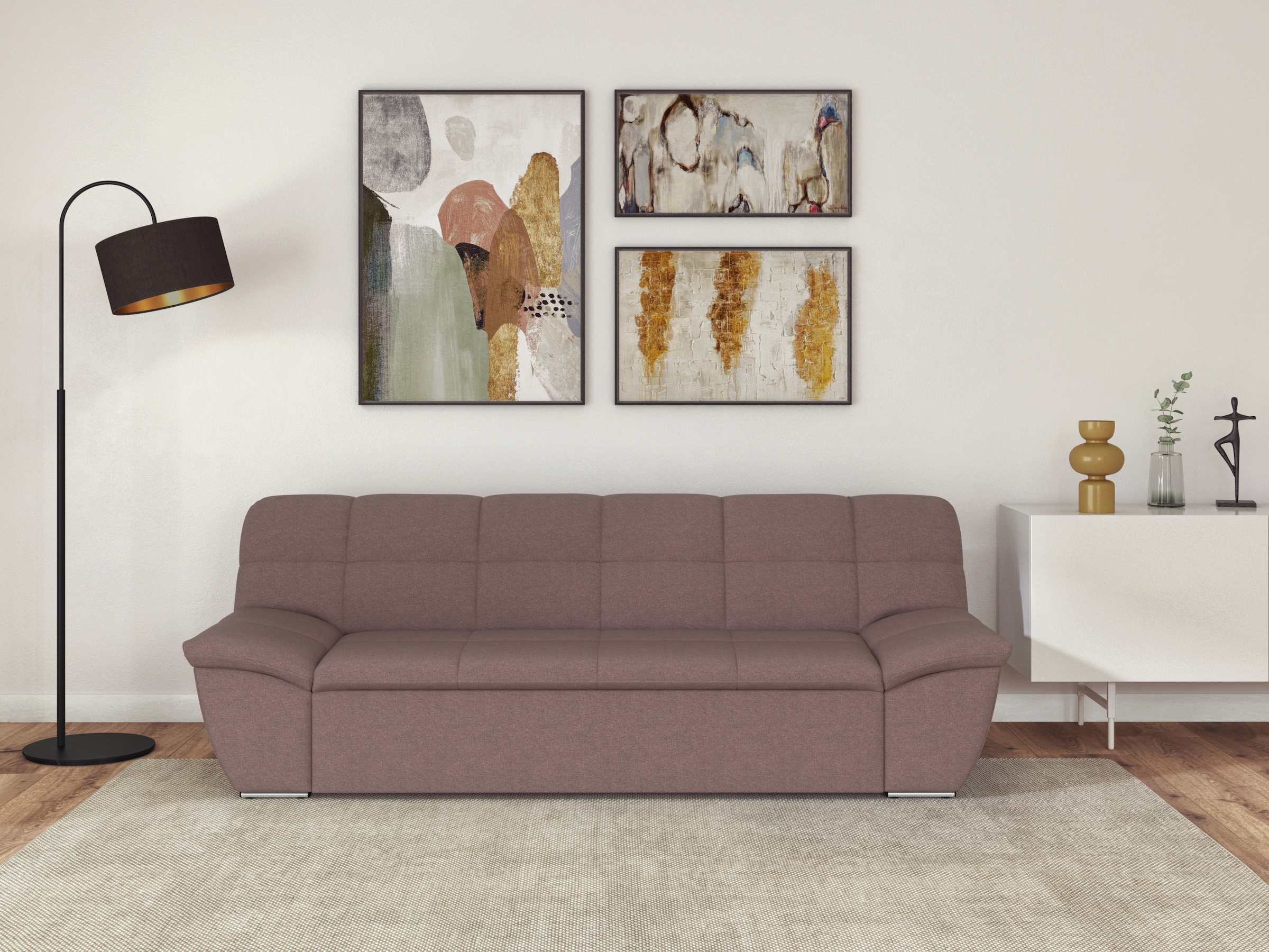 DOMO collection "SPLASH Breite 232 cm, moderne Sitz- und Rückensteppung, komfortabel" flache Armlehnen zum Entspannen