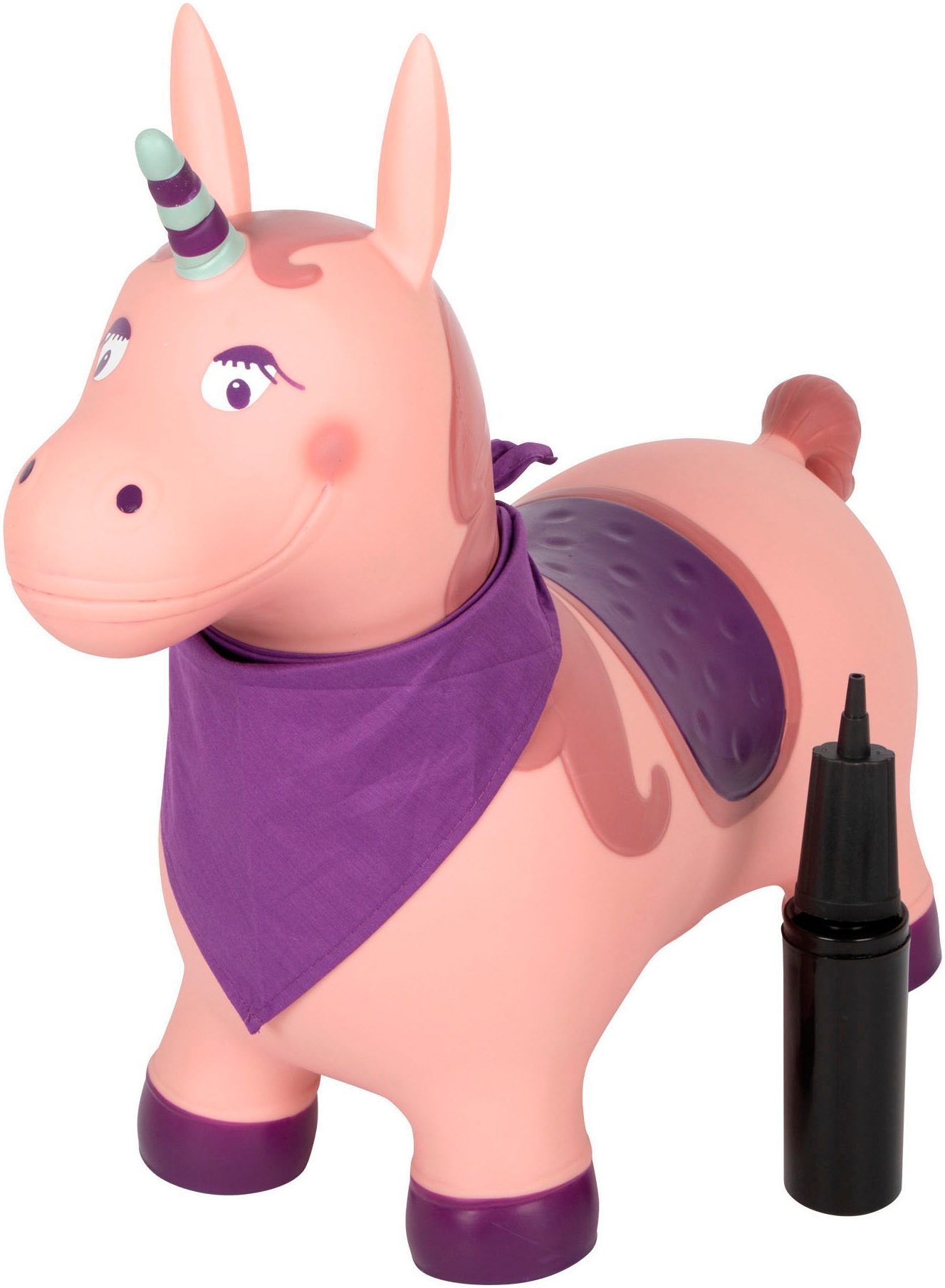 SMALL FOOT Kinder Hüpfspielzeug "Hüpftier Einhorn"bunt, Kunststoff, Stoff, B:21cm H:50cm L:60cm, Hüpfspielzeug