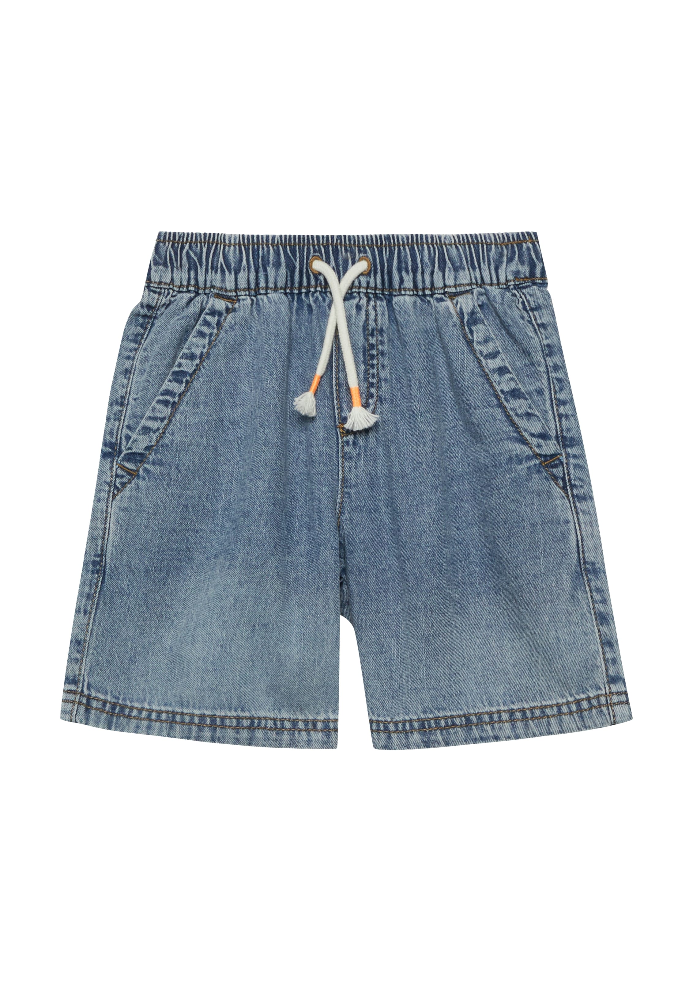 Bermudas S.OLIVER JUNIOR, Jungen, Gr. 140, N-Gr, blau used, Web, Obermaterial: 100% Baumwolle, bequem ca. Mitte Oberschenkel, Hosen Bermudas