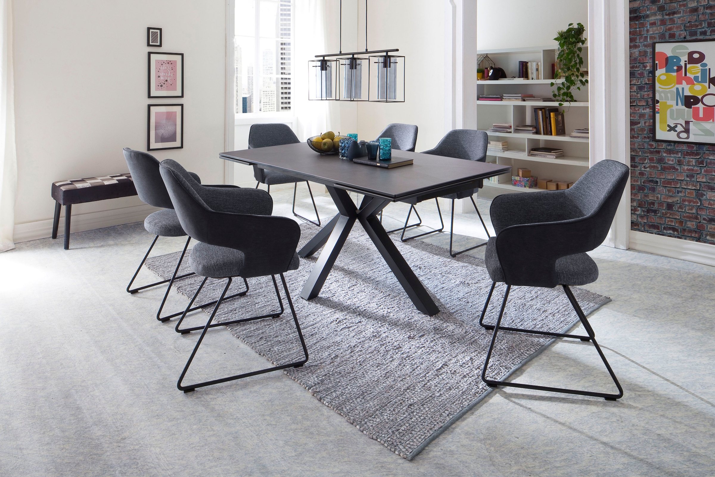 MCA furniture Esstisch »Nagano«, Esstisch Glas-Keramik mit Stirnauszug