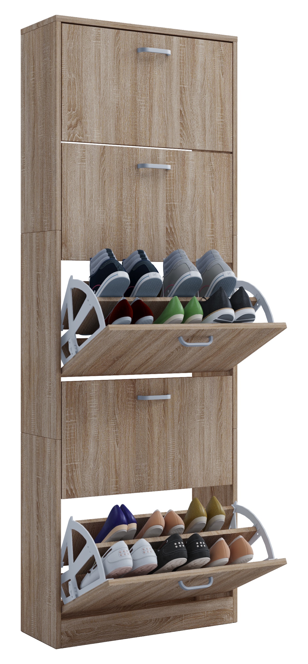 Schuhschrank VCM, B:59cm T:22cmsonoma, eiche, Obermaterial: 100% Holz Wood., Flur, Schränke, "Holz Regal Schuhschrank Schuhkipper Serie Sipos XL"