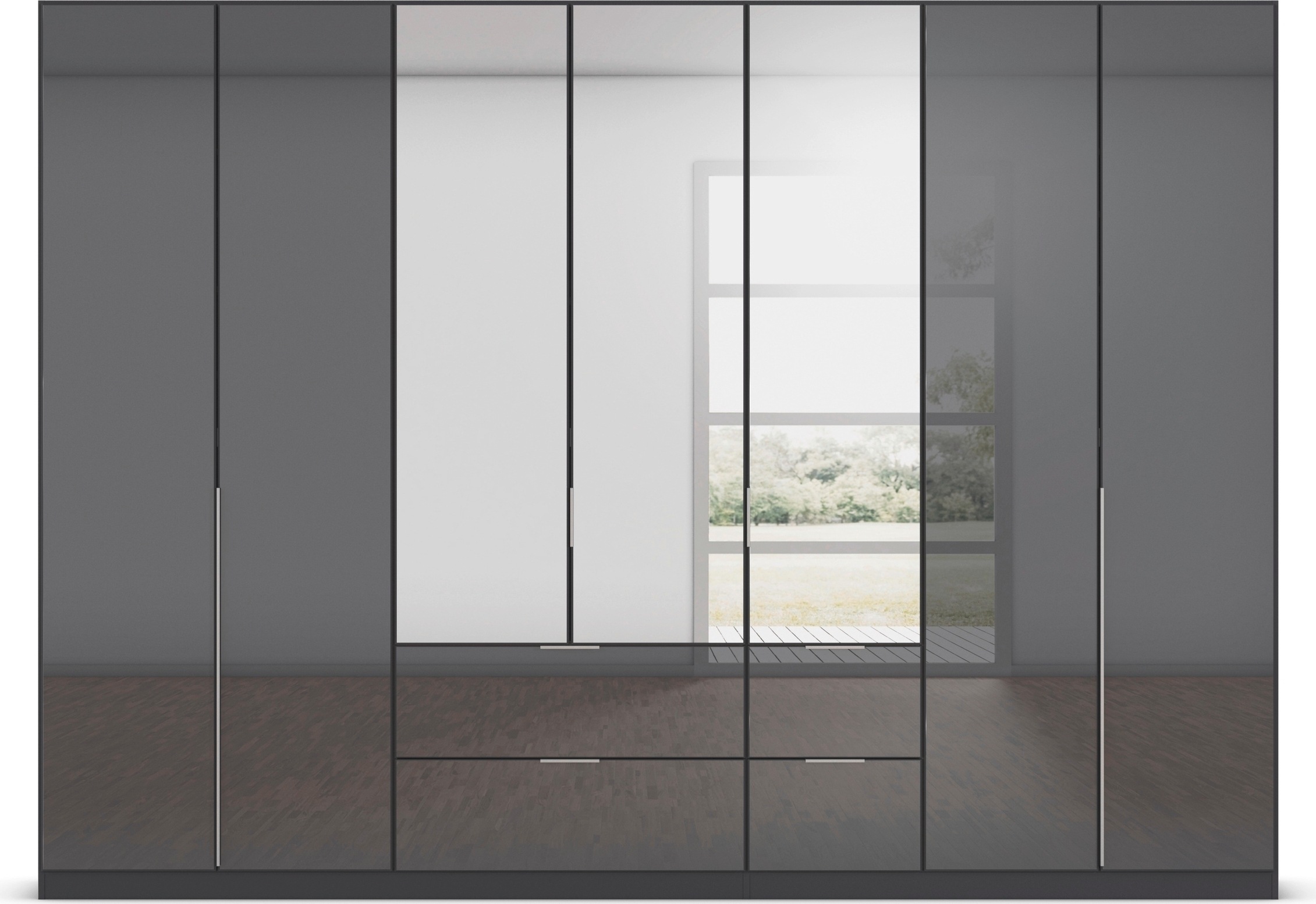 rauch Drehtürenschrank »Kleiderschrank Kleiderschränke Schrank Garderobe AGORDO mit Glasfront«, mit Außenschubkästen, in 6 Breiten und 2 Höhen MADE IN GERMANY