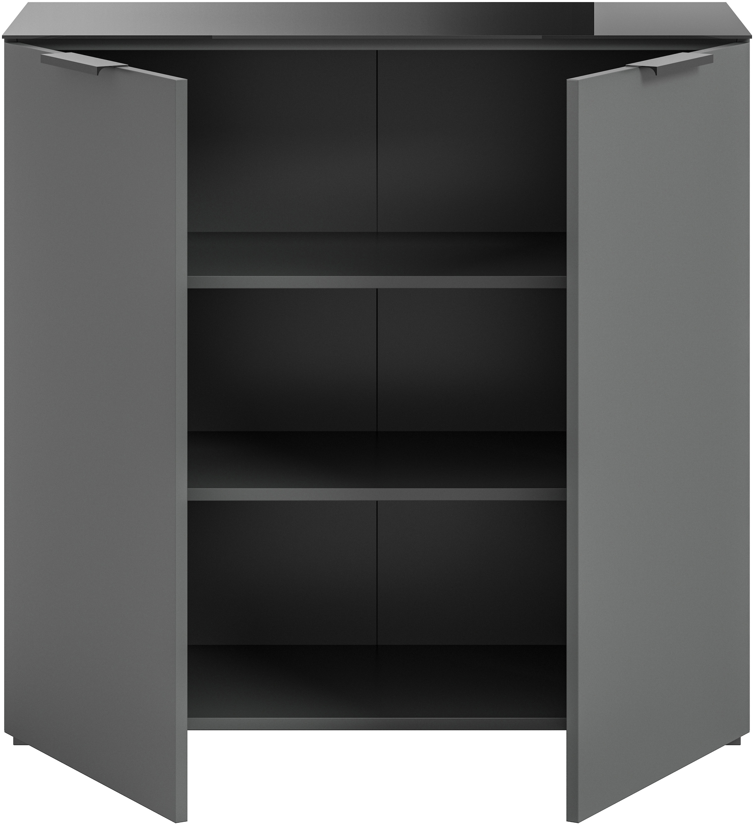 INOSIGN Kommode »Raio, Breite 90 cm, 2 Türen, 2 Einlegeböden, Oberboden mit Glasplatte«, Anrichte, Sideboard, Highboard, Schrank