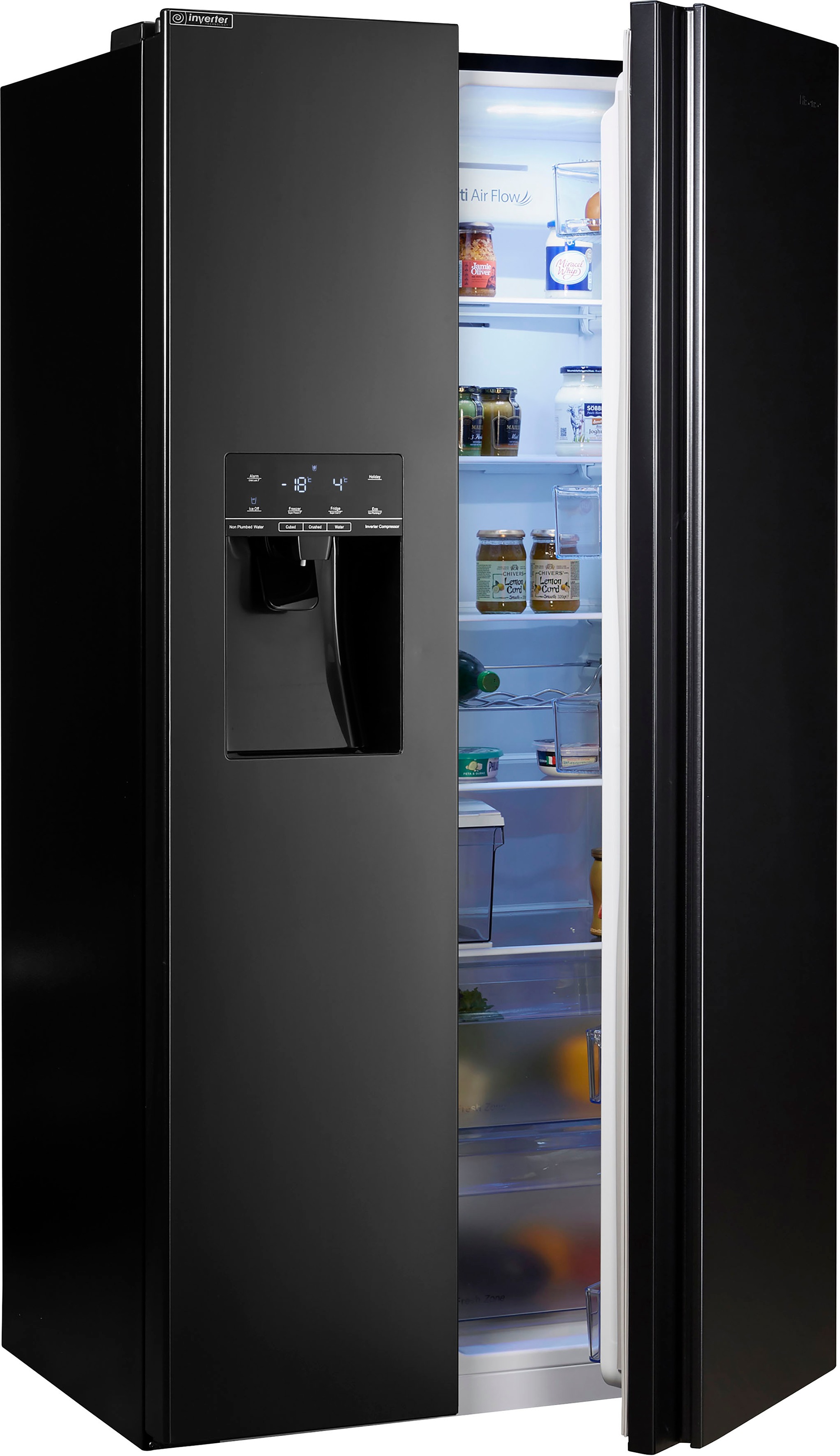 Hisense RS694N4TFE American-Style Fridge Freezer - Black Stainless Steel, Stainless Steel