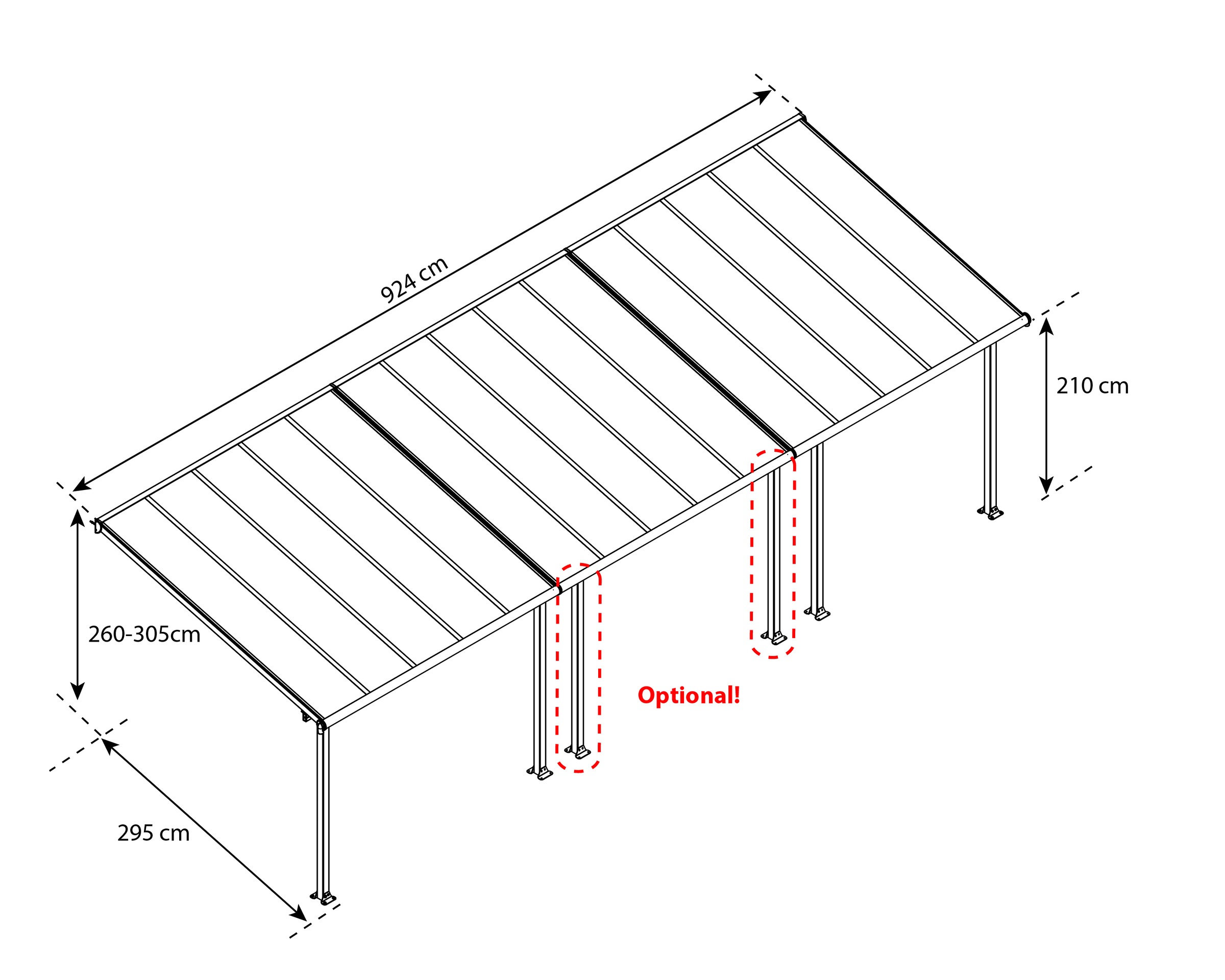 Palram - Canopia Terrassendach »Olympia 3x9.15«, BxT: 924x295 cm