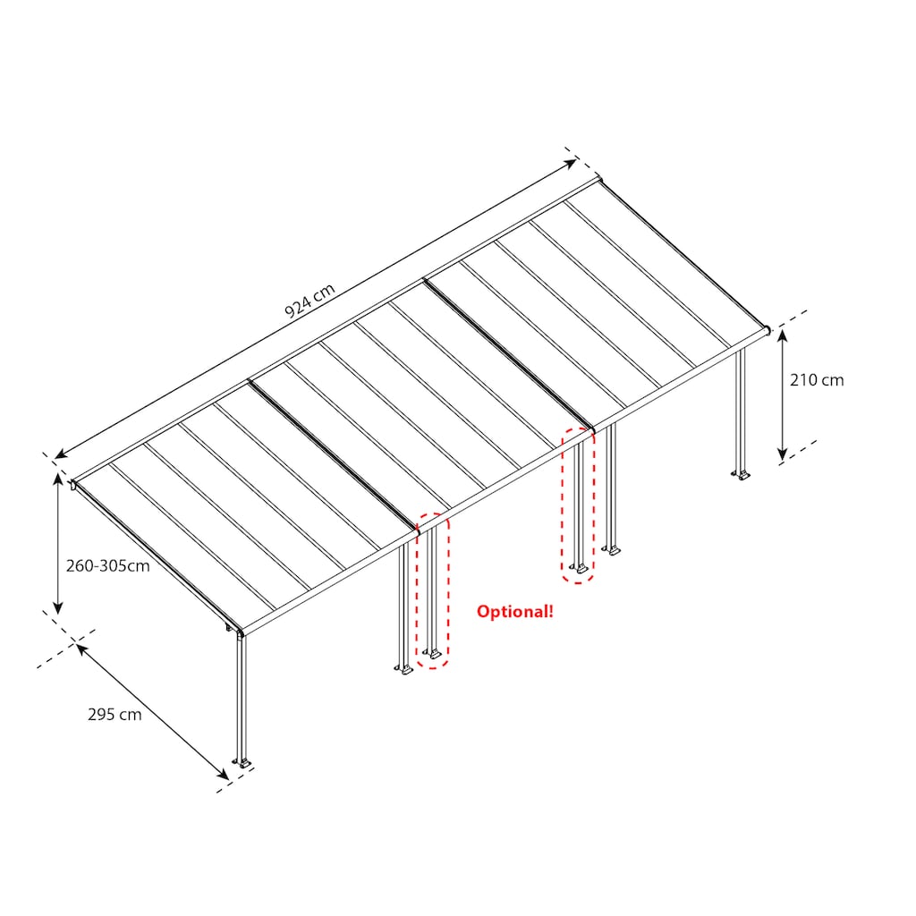 Palram - Canopia Terrassendach »Olympia 3x9.15«