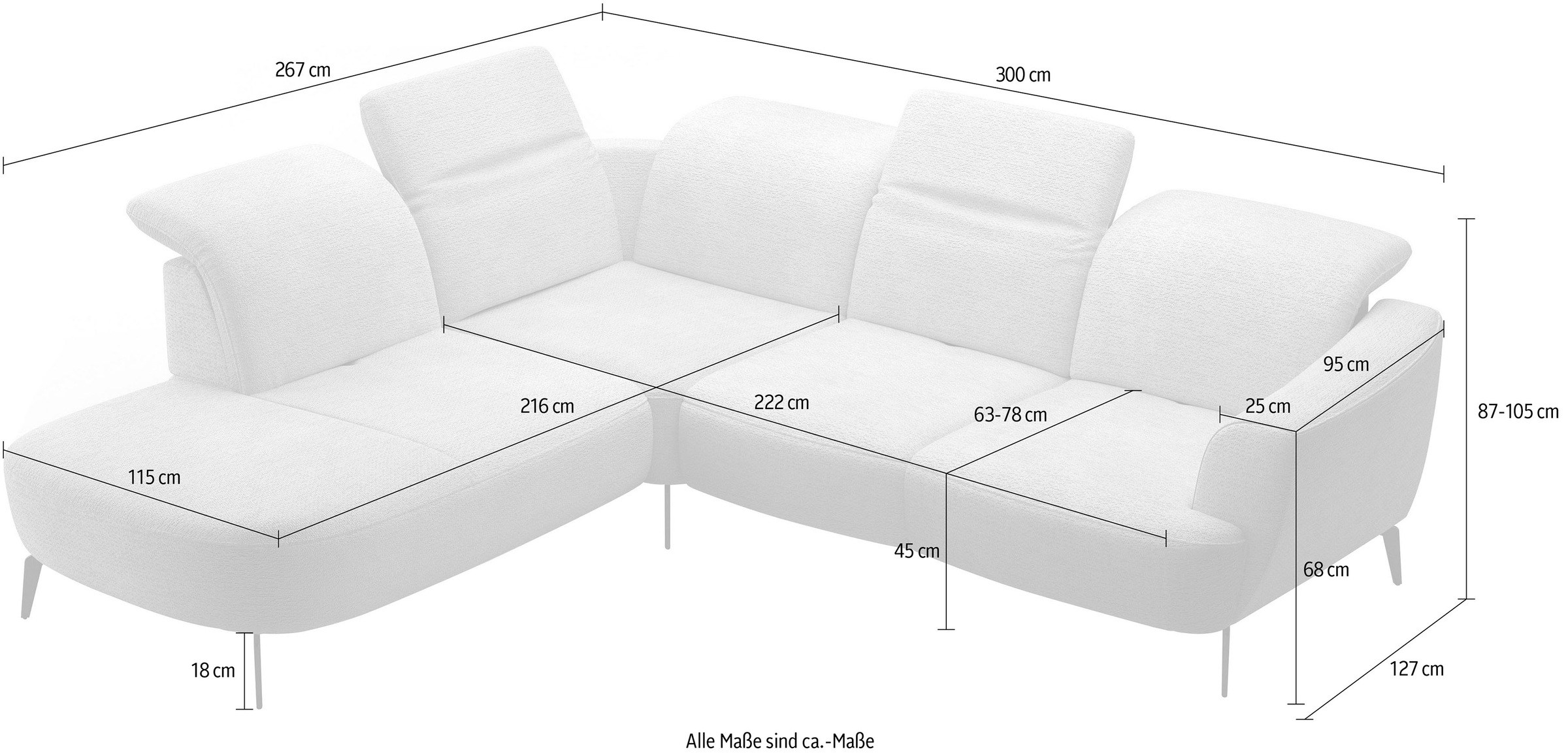 sit&more Ecksofa »Zoe«, ink.Sitztiefenverstellung, wahlweise mit Kopfteilverstellung