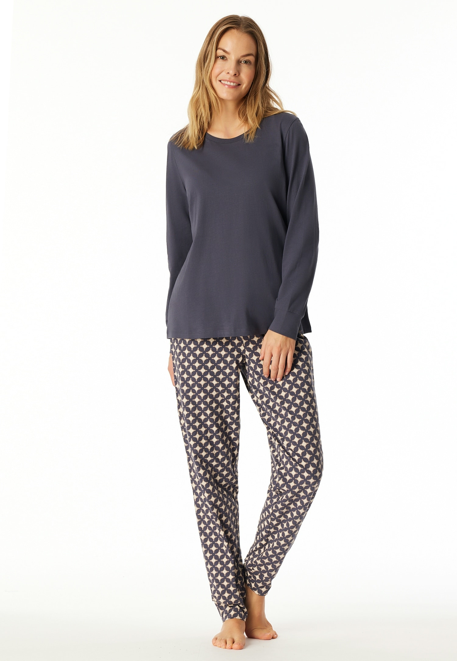 Schiesser Schlafanzug "Comfort Essentials", (2 tlg.), Baumwolle, langärmeli günstig online kaufen