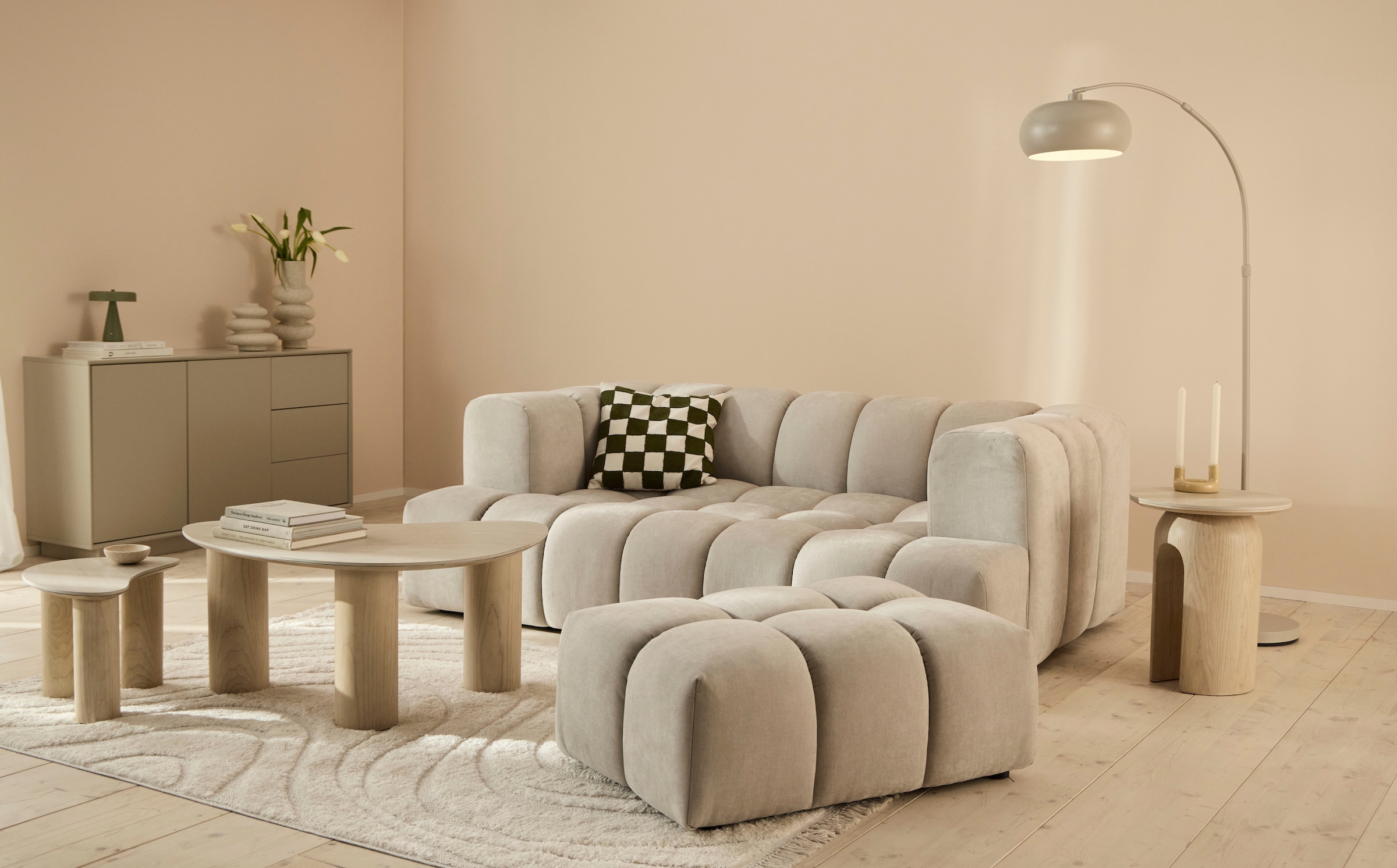 homsy by Ana Johnson Big-Sofa ""XL" BOUBELLE Design-Sofa extra tief, Bubble-Optik, Breite 246 cm" 4-Sitzer mit Wellenunterfederung, XL Sitztiefe 100 cm