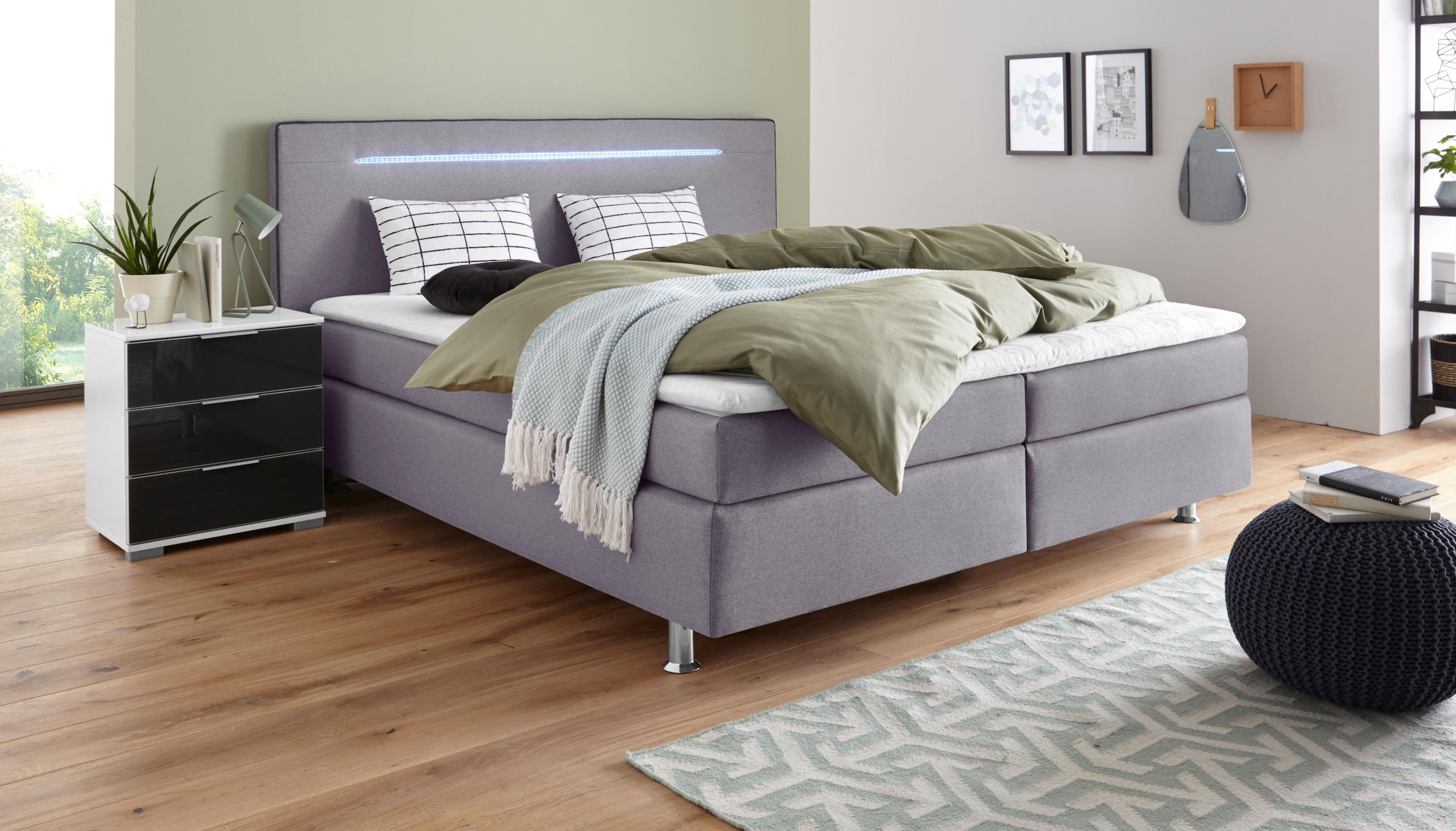 COLLECTION AB Boxspringbett, inkl. LED-Beleuchtung, Topper und Kissen günstig online kaufen