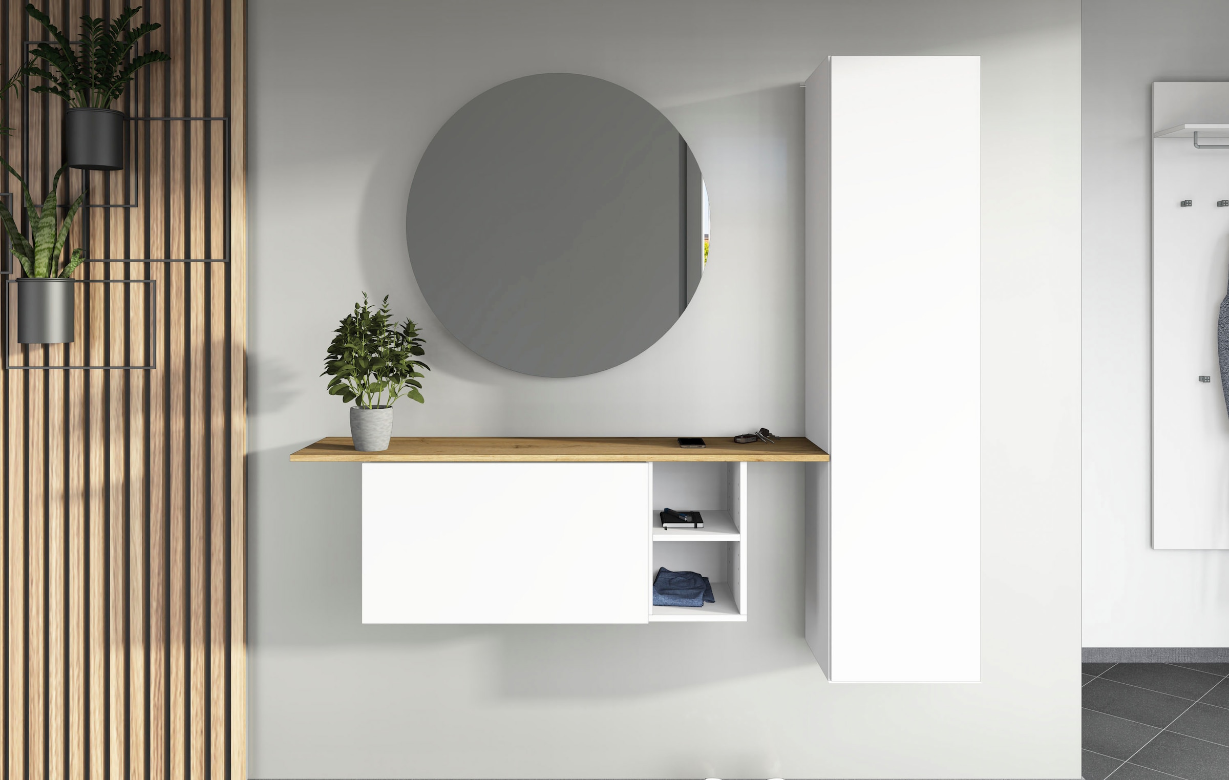 borchardt Möbel Garderoben-Set »Toledo, moderne hängende Garderobe, Schminktisch mit Regalfächern« Spar-Set, 