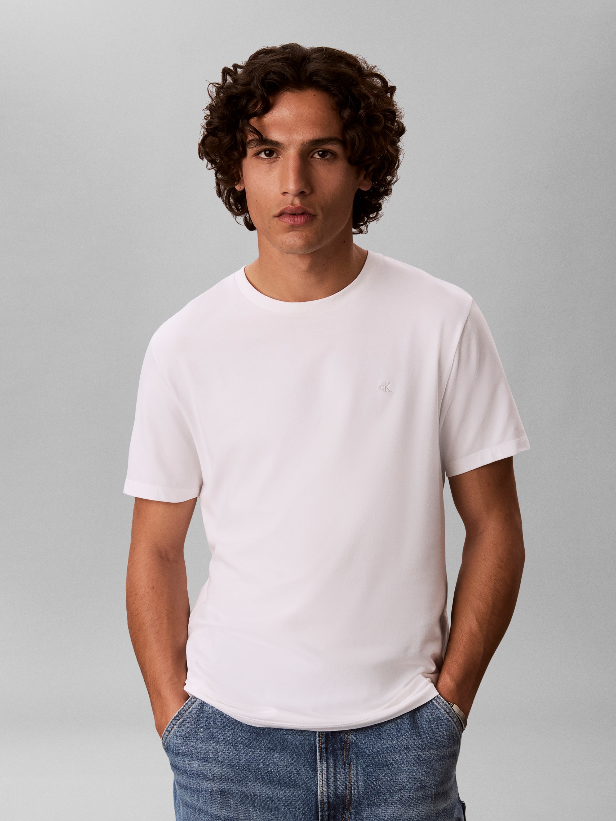 Calvin Klein T-Shirt »SS STRETCH COTTON SLIM TEE« Mit Rundhalsausschnitt