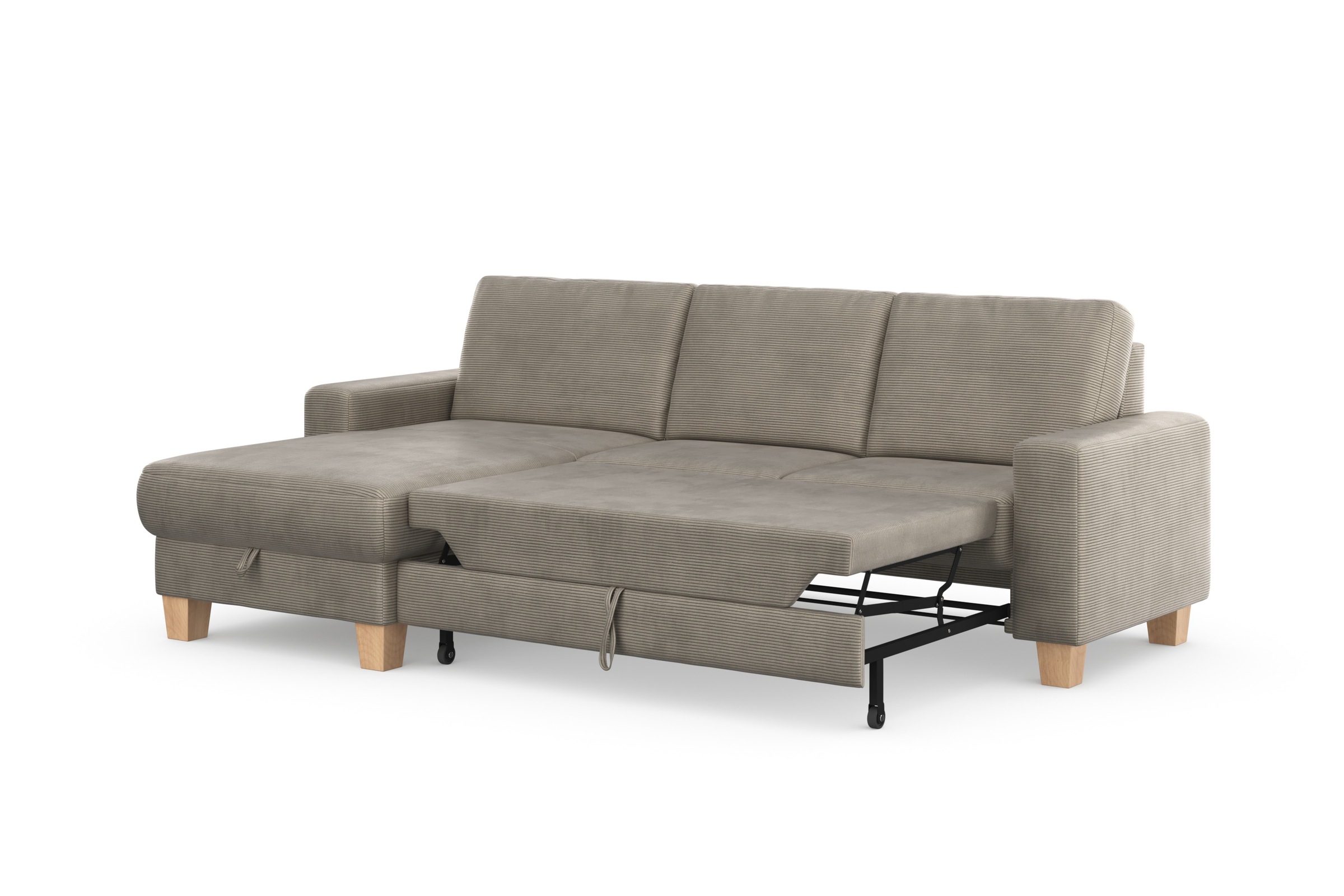 Home affaire Ecksofa »Summer L-Form«, mit Recamiere, mit oder ohne Bettfunktion und Bettkasten, Cord-Bezug