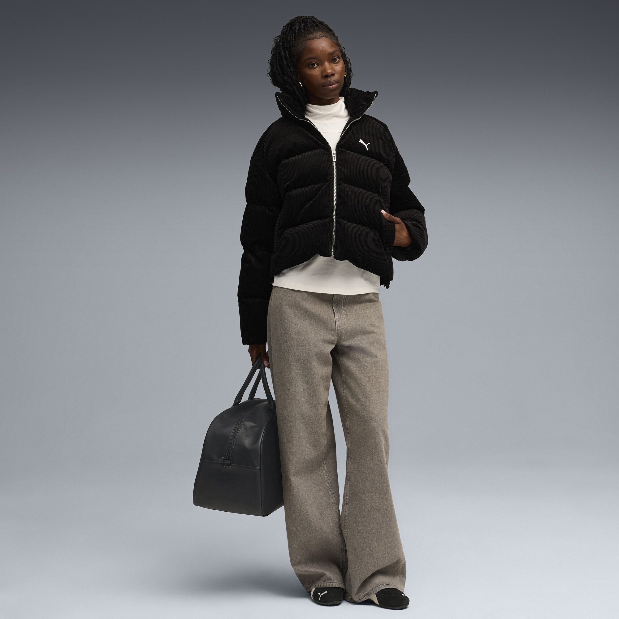 PUMA Winterjacke »Wardrobe Essentials Cord-Pufferjacke Damen«