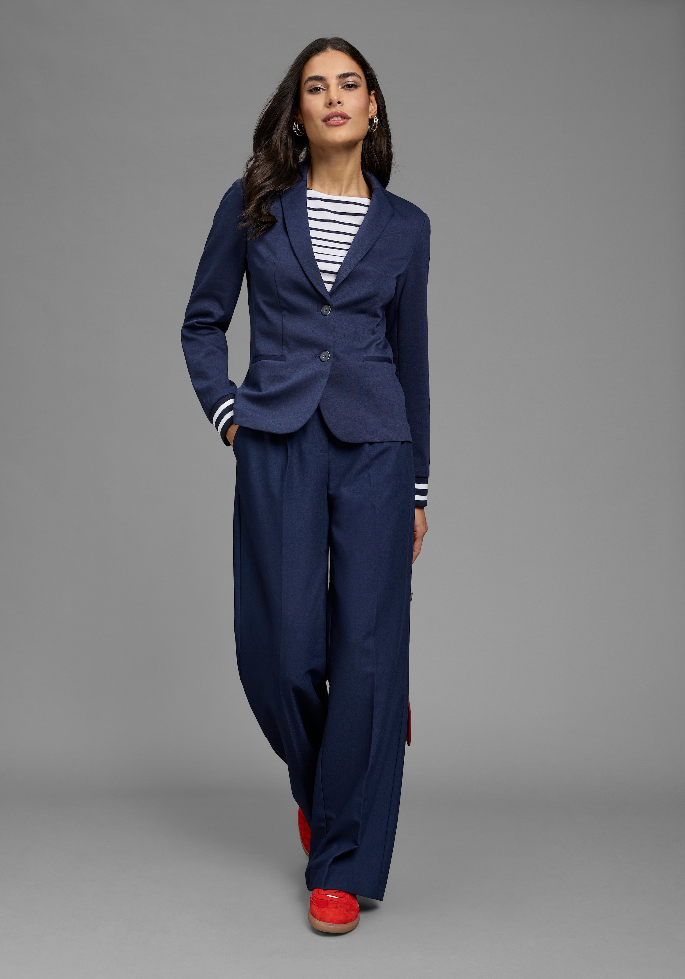 Laura Scott Kurzblazer im sportiven Look mit gestreiften Rippbündchen
