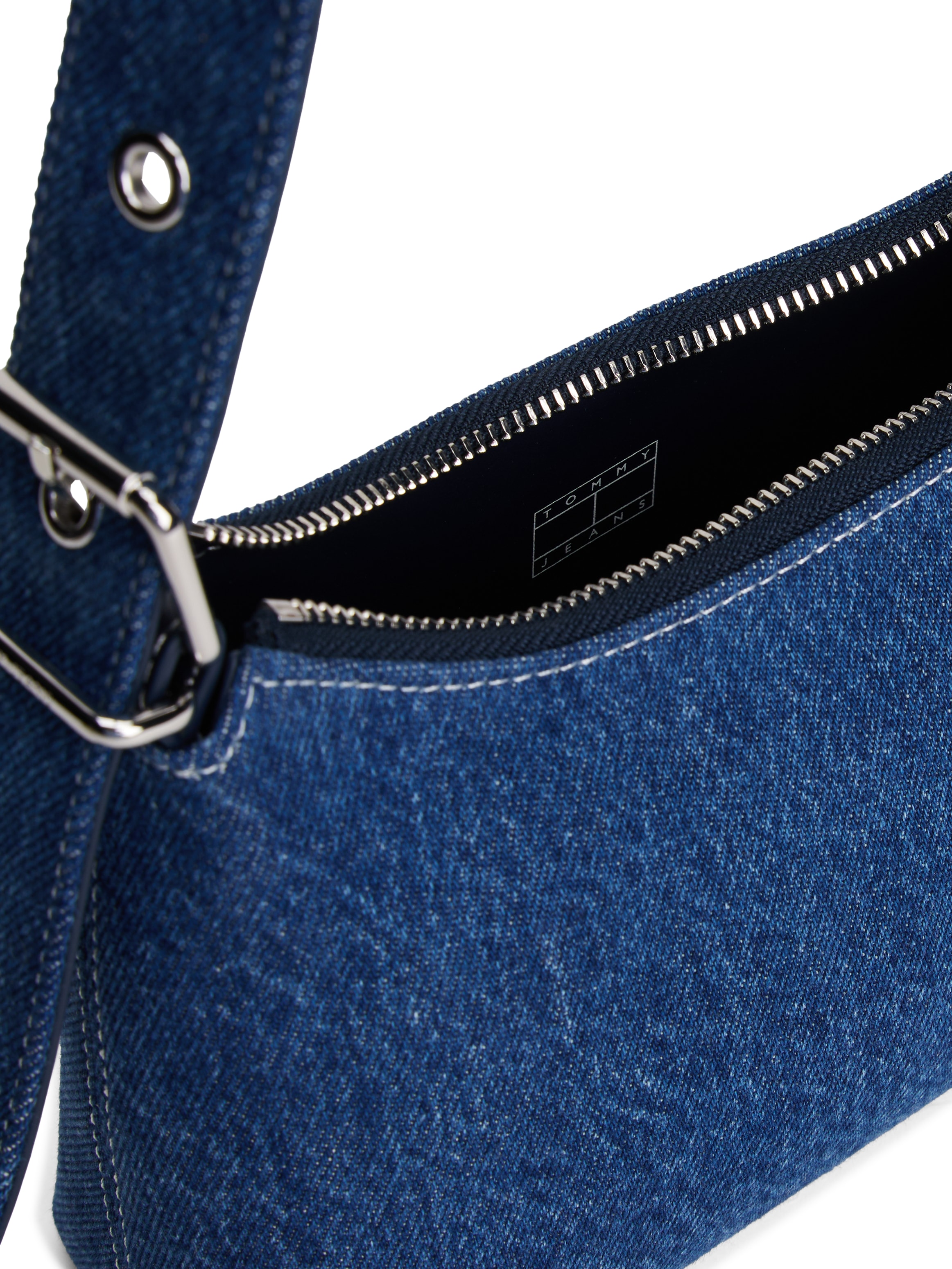 Tommy Jeans Schultertasche »TJW COOL DENIM SHOULDER BAG«, Damen Minibag, Umhängetasche mit Ziernähten