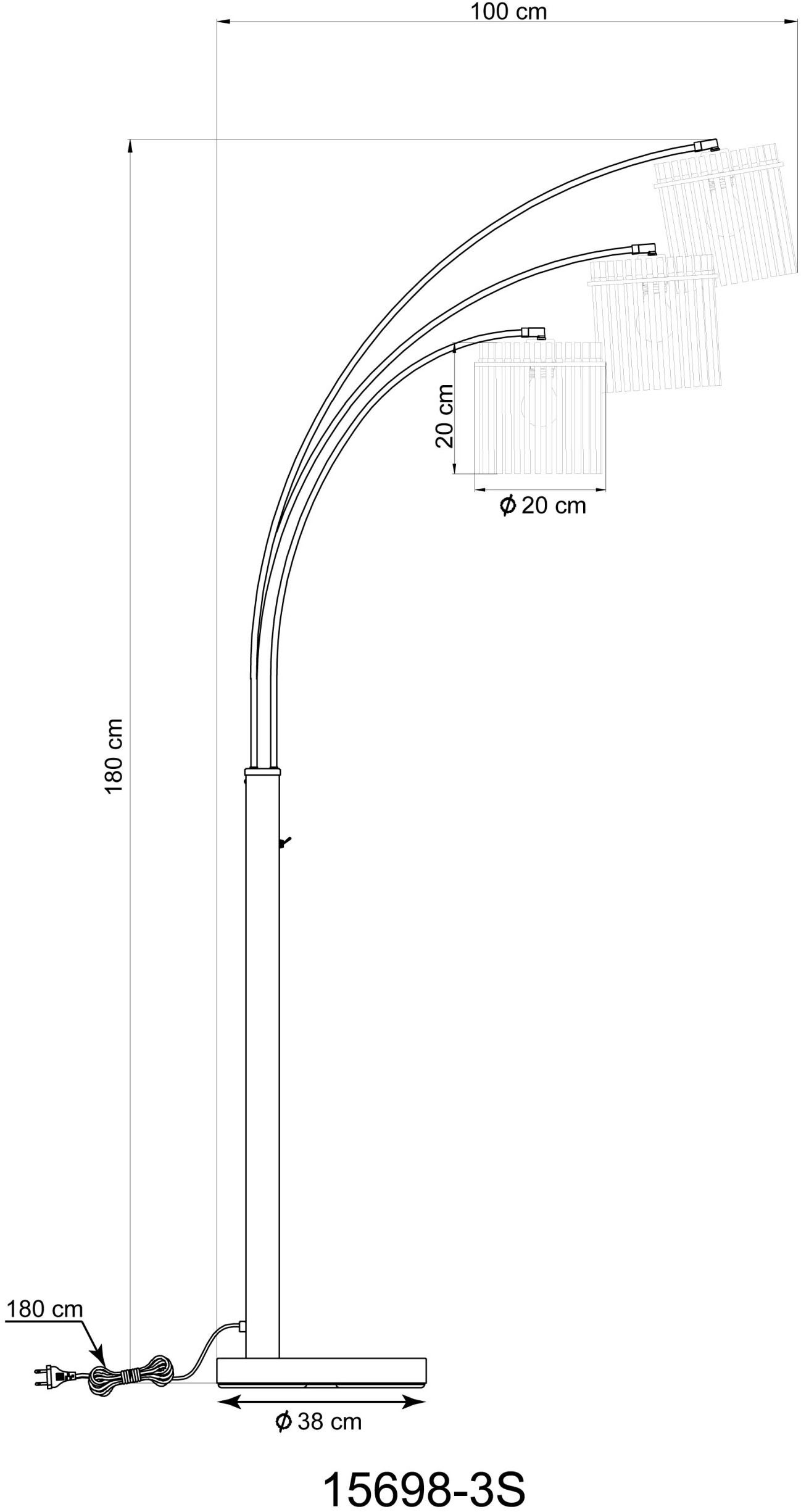 GLOBO LIGHTING LED Bogenlampe »GORLEY«, für Leuchtmittel 3 x E27 | ohne Leuchtmittel, Wippschalter am Kabel