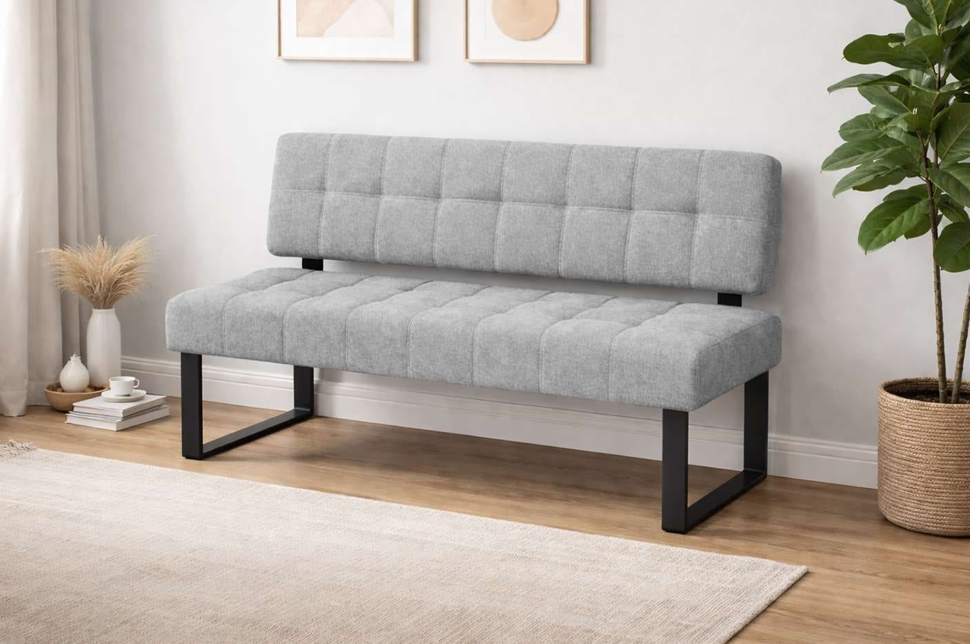 Home affaire Esszimmerstuhl »Mia Essstuhl, Wohnstuhl, Polsterstuhl, 4-Fußstuhl« (Set) 2 Stk.mit schwarz pulverbeschichteten Metallbeinen, gepolstert, modern