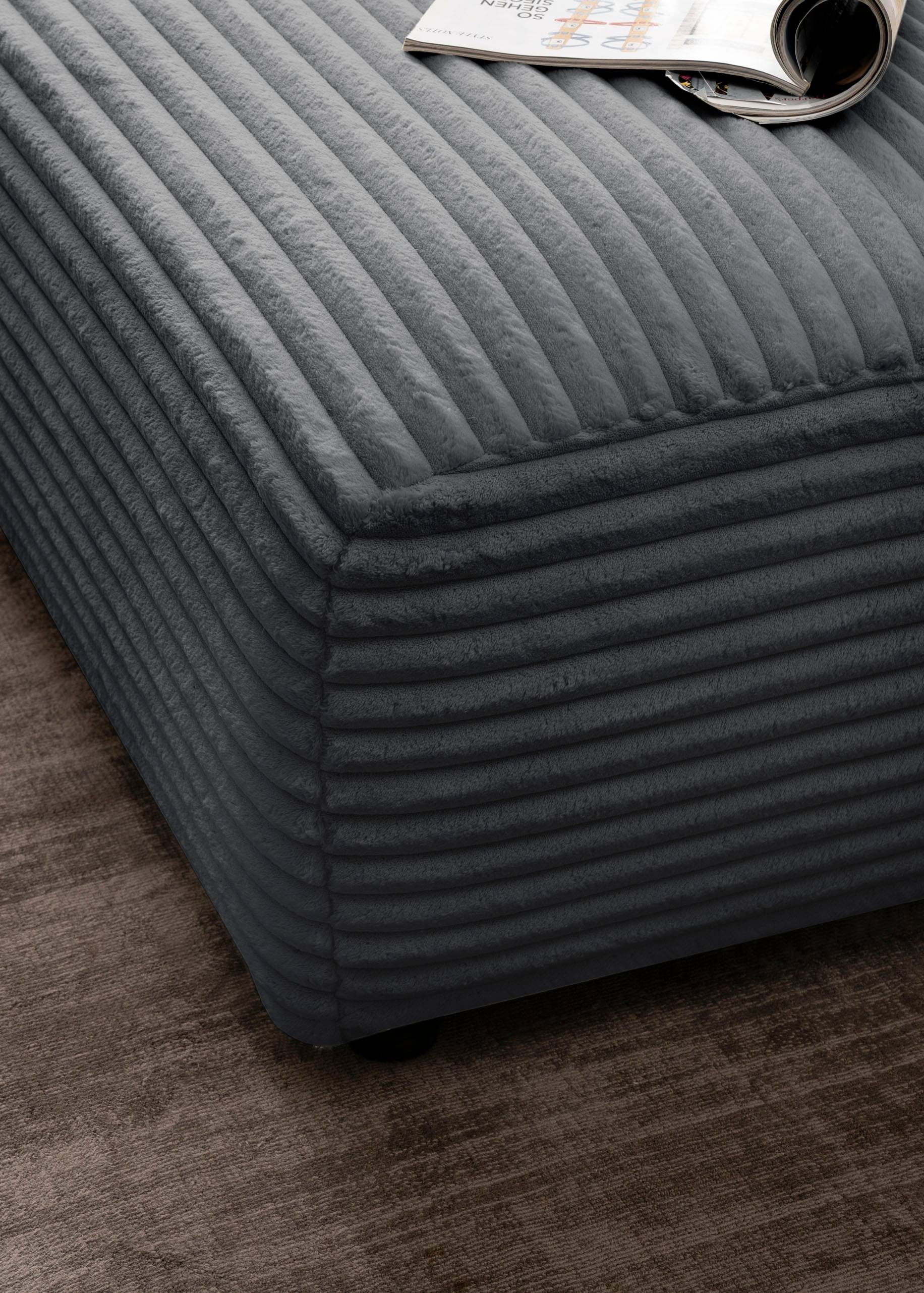 andas Ecksofa »BAKELS, L-Form in Cord oder Boucle-Stoff, moderne Couch«, wahlweise Recamiere rechts/links, bequemer Sitzkomfort