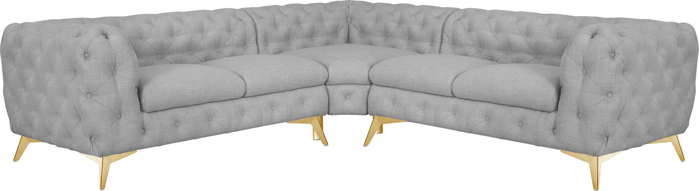 Leonique Chesterfield-Sofa "Ecksofa GLYNIS L-Form mit Wellenunterfederung, günstig online kaufen