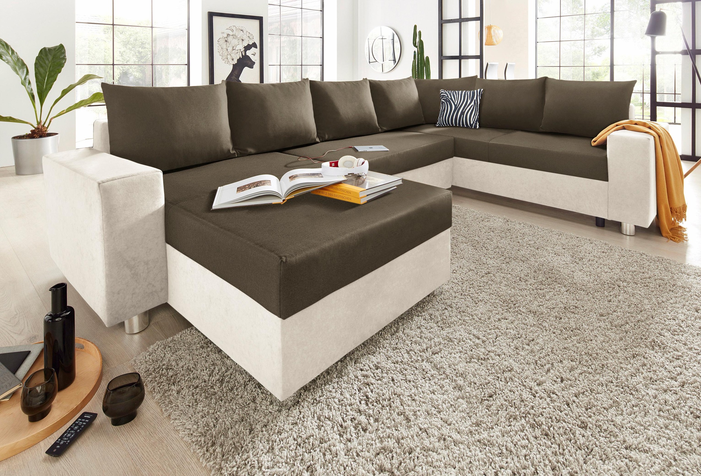 COLLECTION AB Wohnlandschaft "Paris U-Form, B: 310 cm" Zierkissen & Federkern, optional Schlaffunktion & Bettkasten