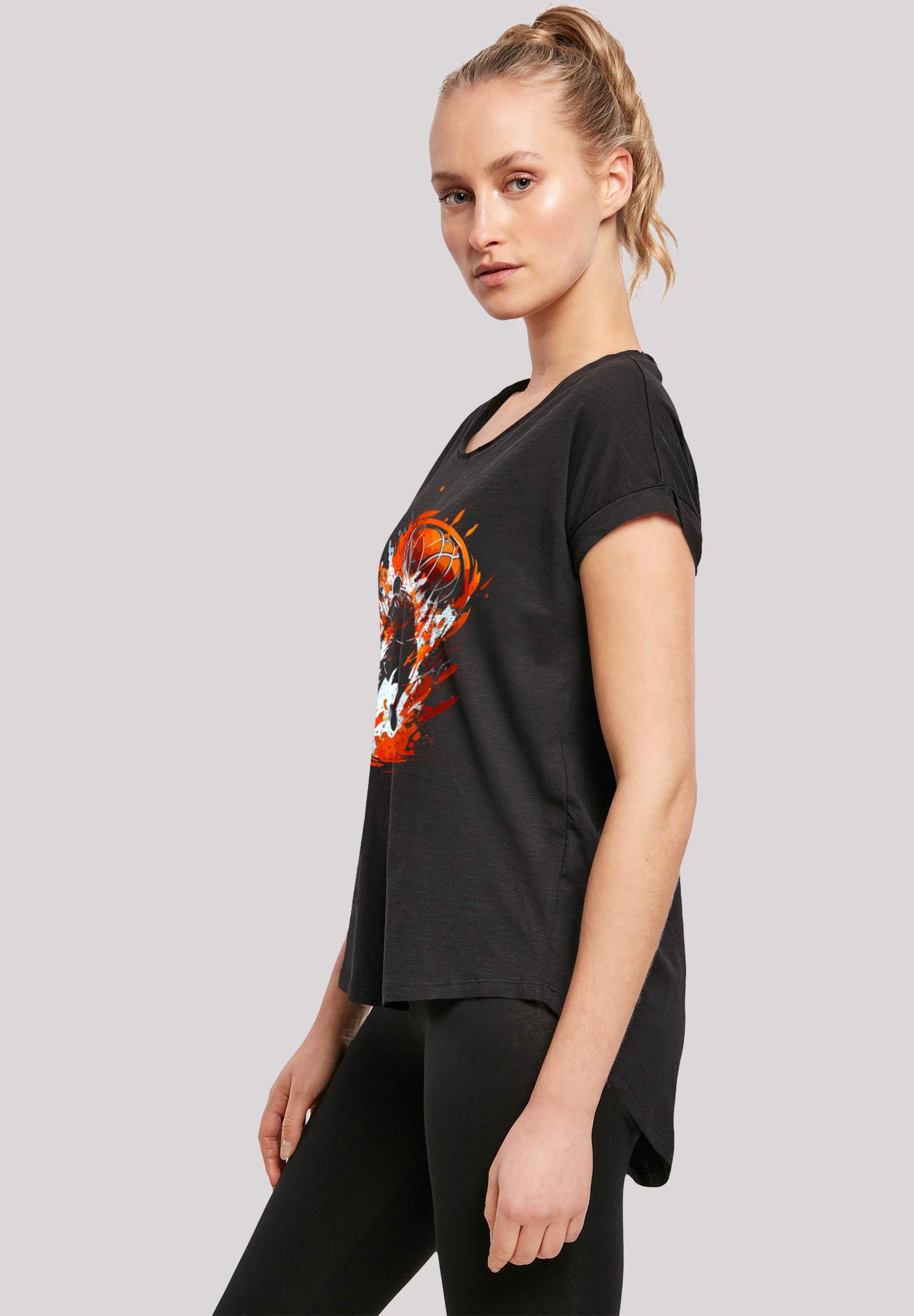 | »Basketball Print T-Shirt Sport BAUR LONG«, kaufen für Orange Splash F4NT4STIC