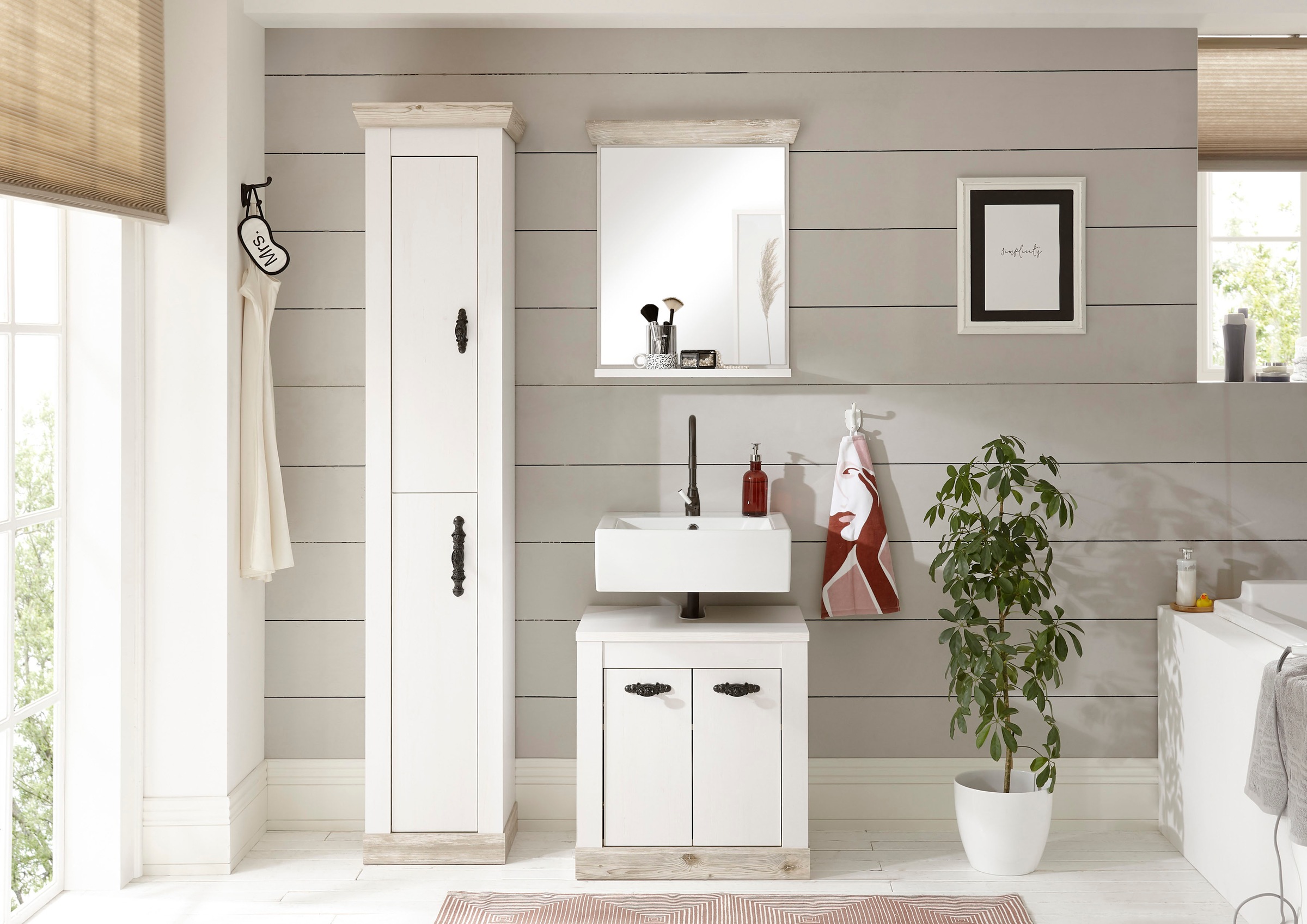 Home affaire Badmöbel-Set "Florenz, Bad im Landhausstil, 3-teiliges Badezim günstig online kaufen