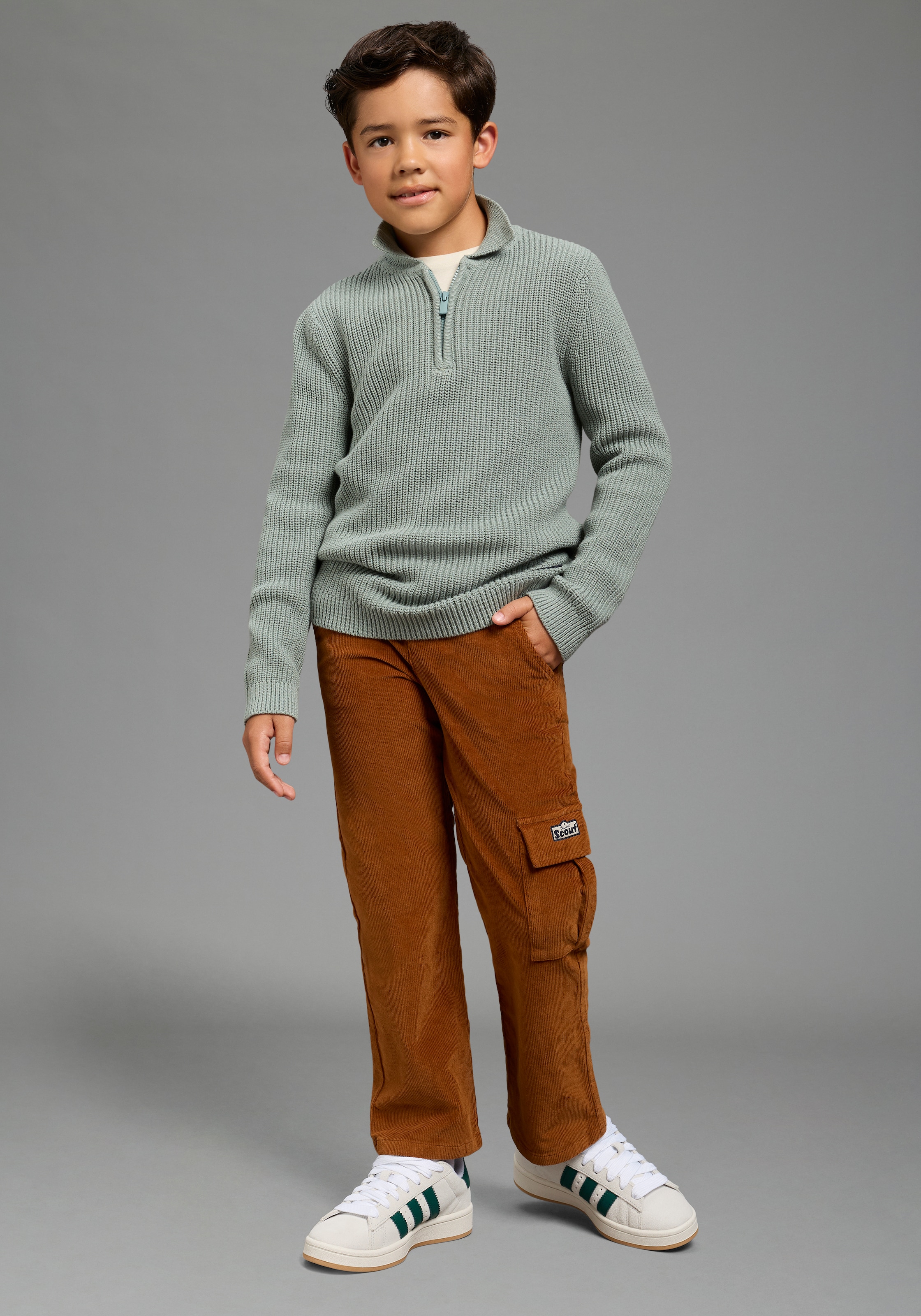 Scout Strickpullover »Gerippter Pulli mit Kragen und Reißverschluss - NEU von SCOUT« Troyer-Pullover aus Strickmaterial, mit hohem Baumwollanteil
