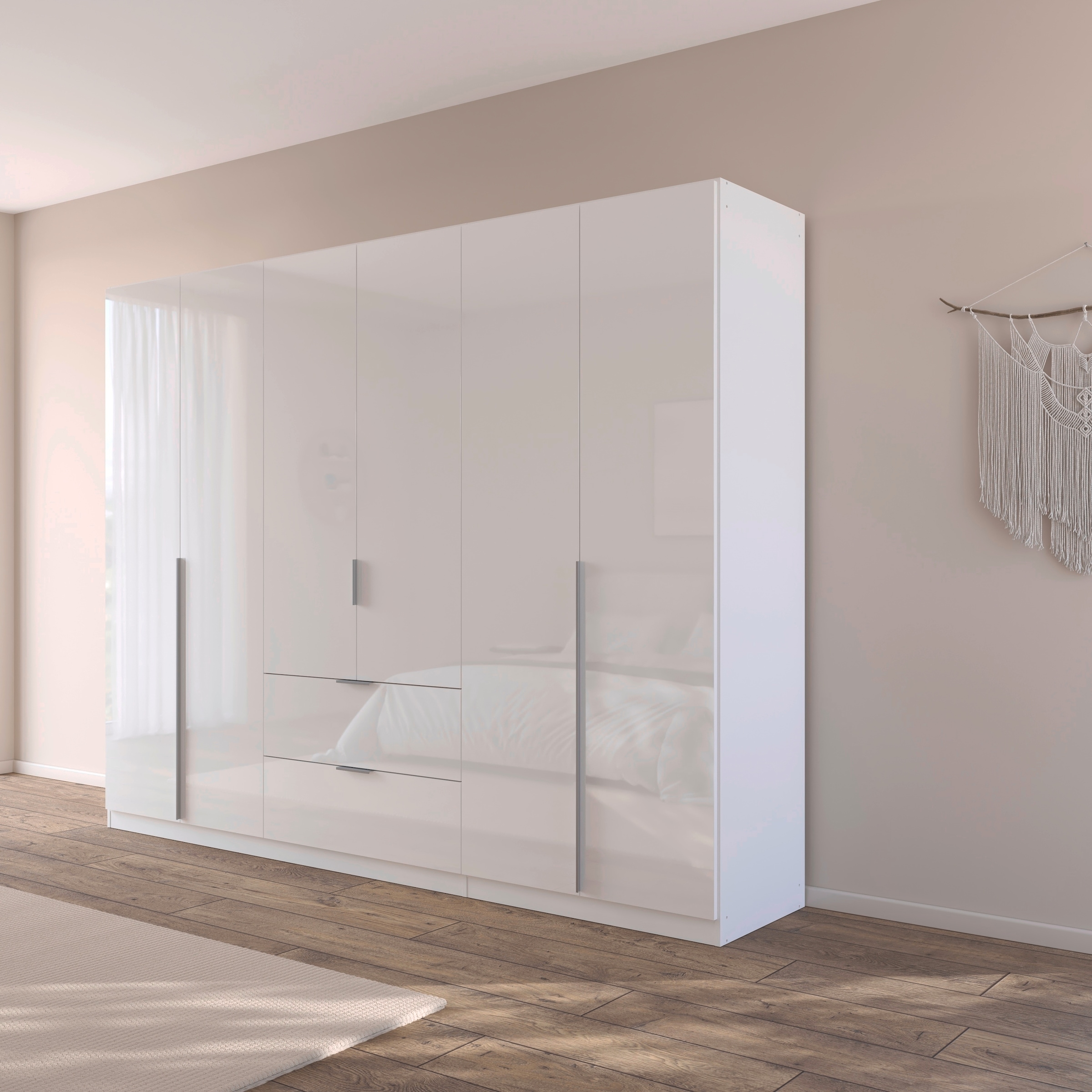 rauch Drehtürenschrank »Kleiderschrank Schrank Garderobe AGORDO mit Dekor- oder Hochglanzfront«, (in zwei Griff-Farben, Breiten 91-360 cm), mit Außenschubkästen, in 7 Breiten und 2 Höhen MADE IN GERMANY