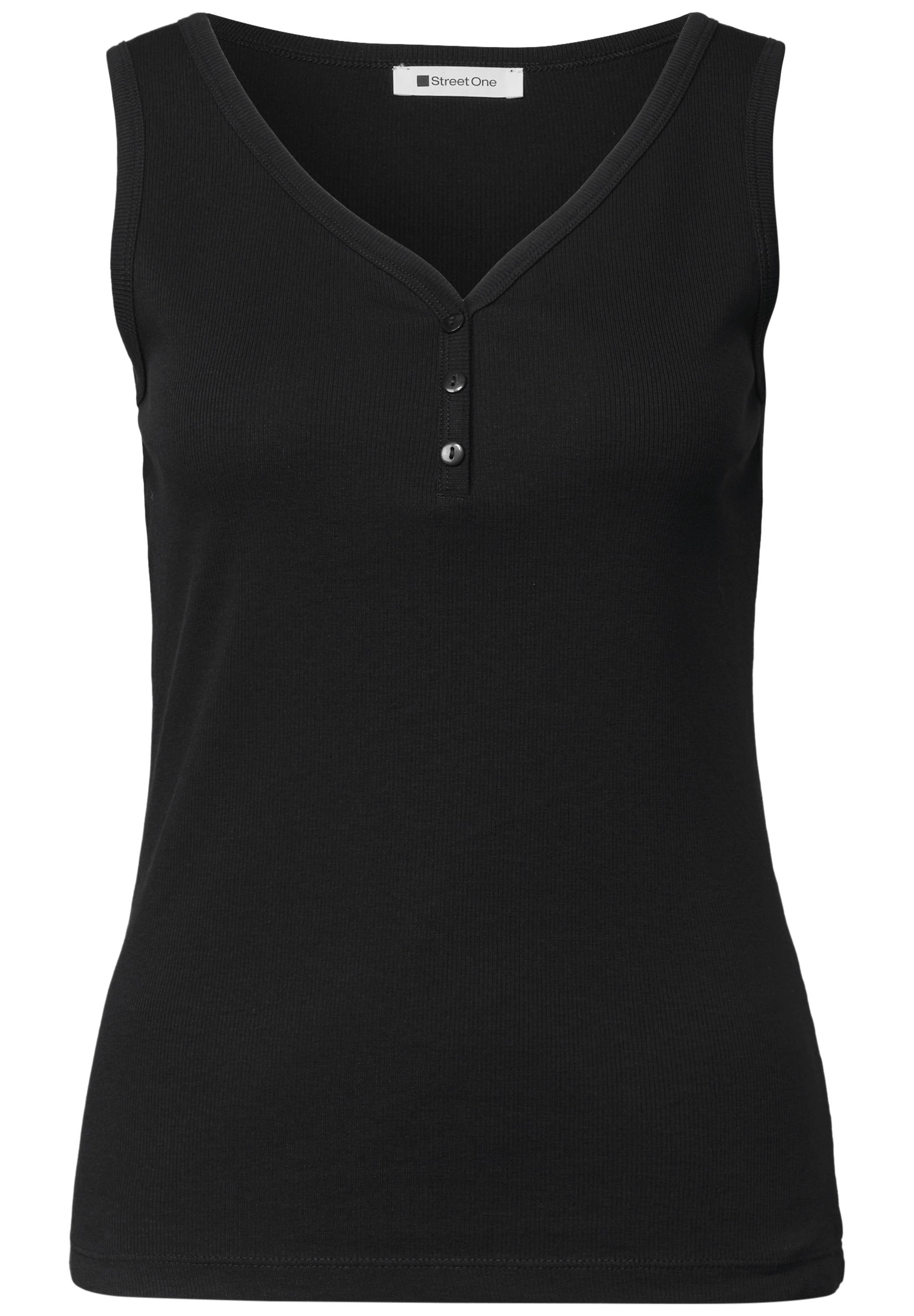 STREET ONE Ripptanktop Sommertop mit V-Neck