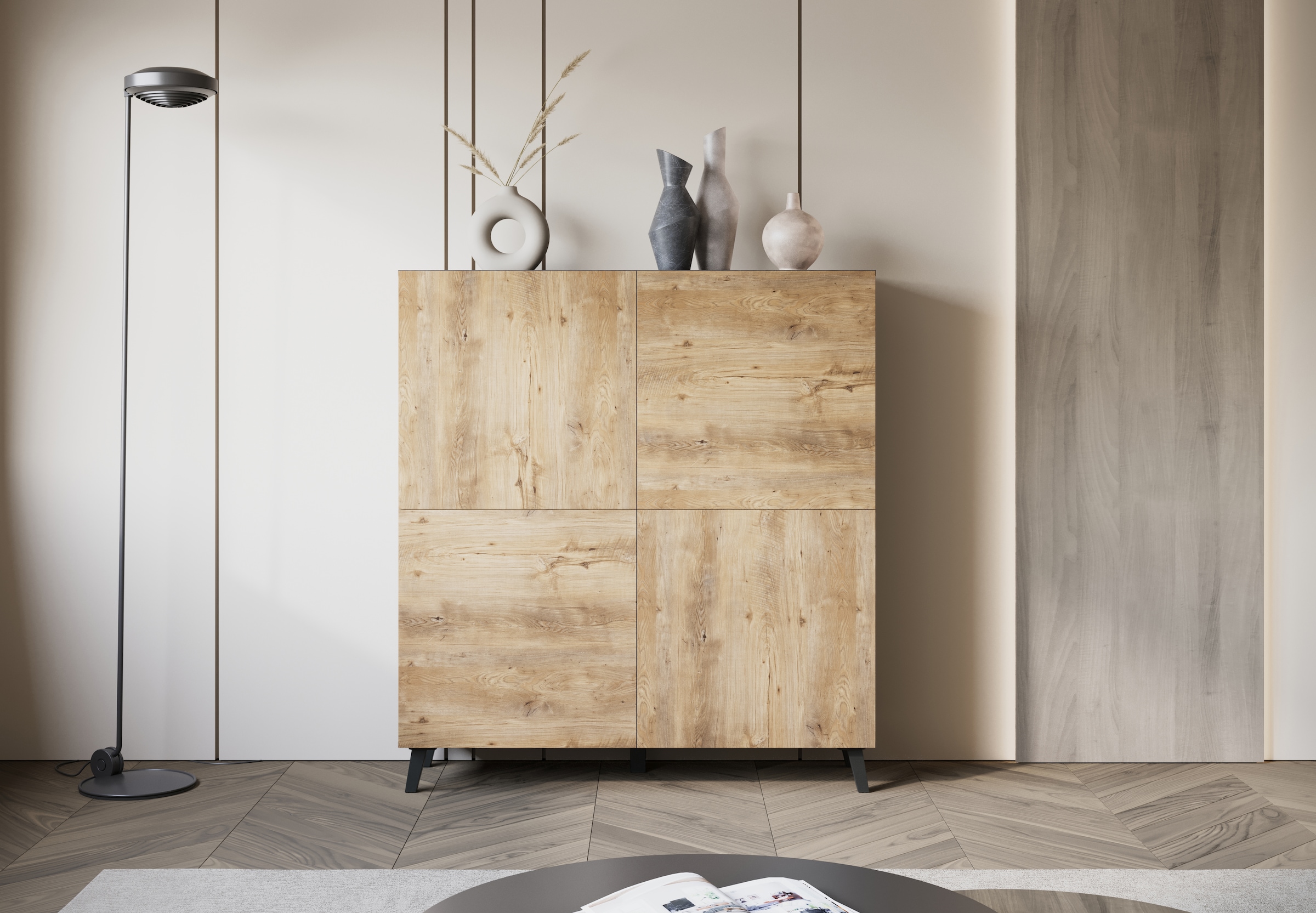 Home affaire Highboard "HIGHBOARD PHUKET II, Stilvolle, grifflose Hochkommo günstig online kaufen