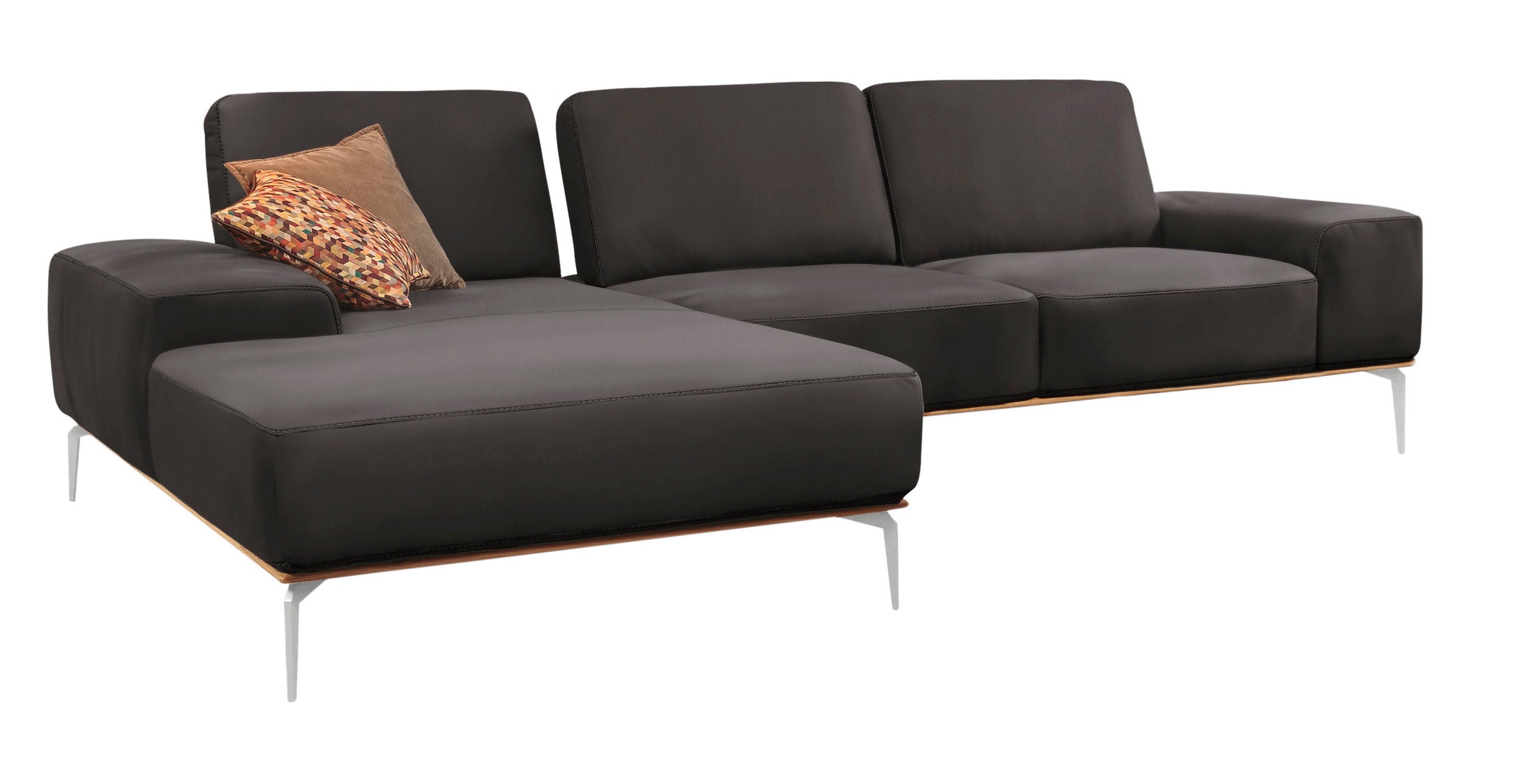 W.SCHILLIG Ecksofa »run, Designsofa mit tollem Sitzkomfort, bequem, L-Form«, mit elegantem Holzsockel, Füße in Chrom glänzend, Breite 319 cm