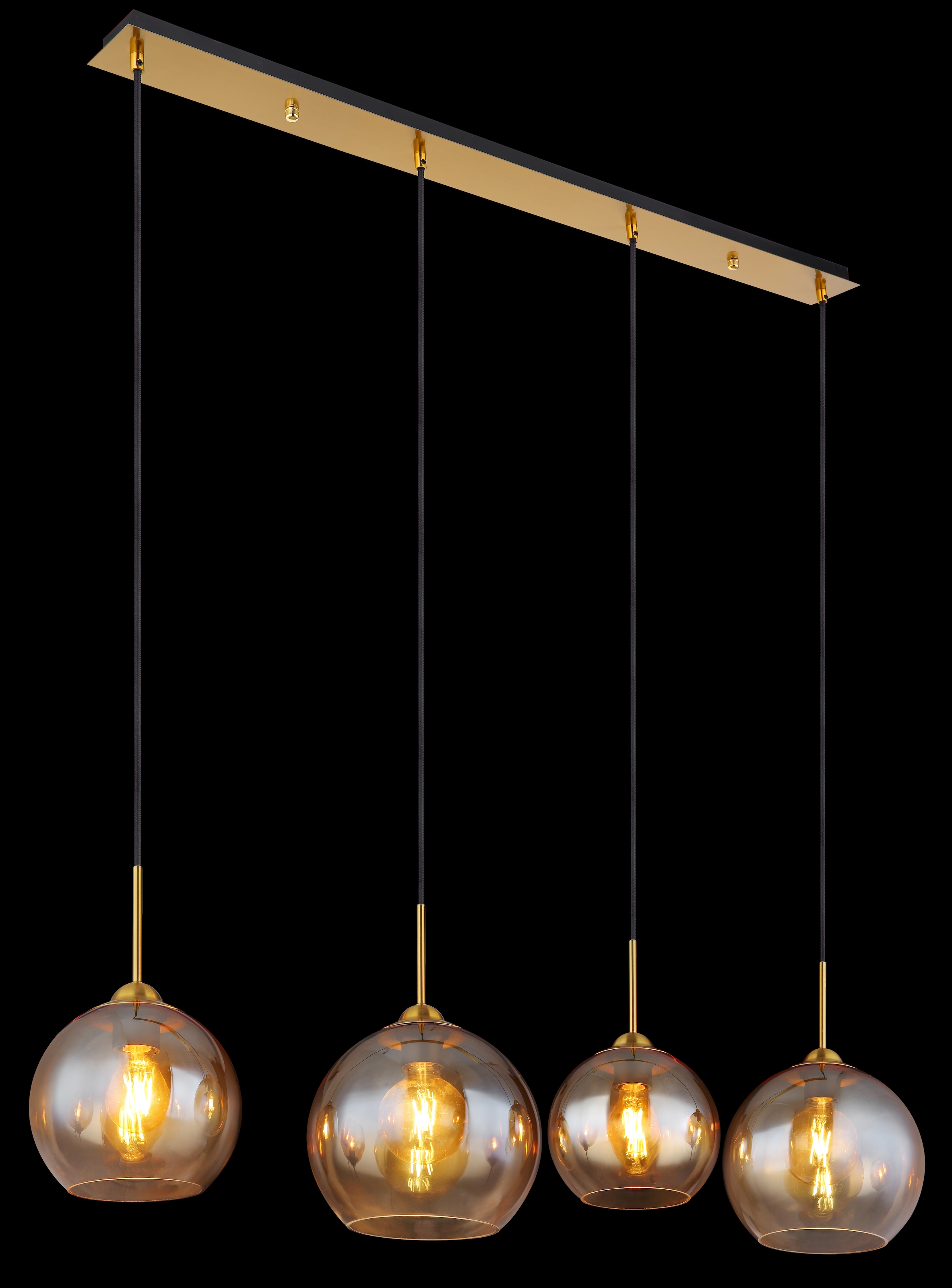 GLOBO LIGHTING Hängeleuchte »JAMESSA« E27 1 Stk. Wohnzimmerleuchte Messing matt, Amberglas, kürzbar