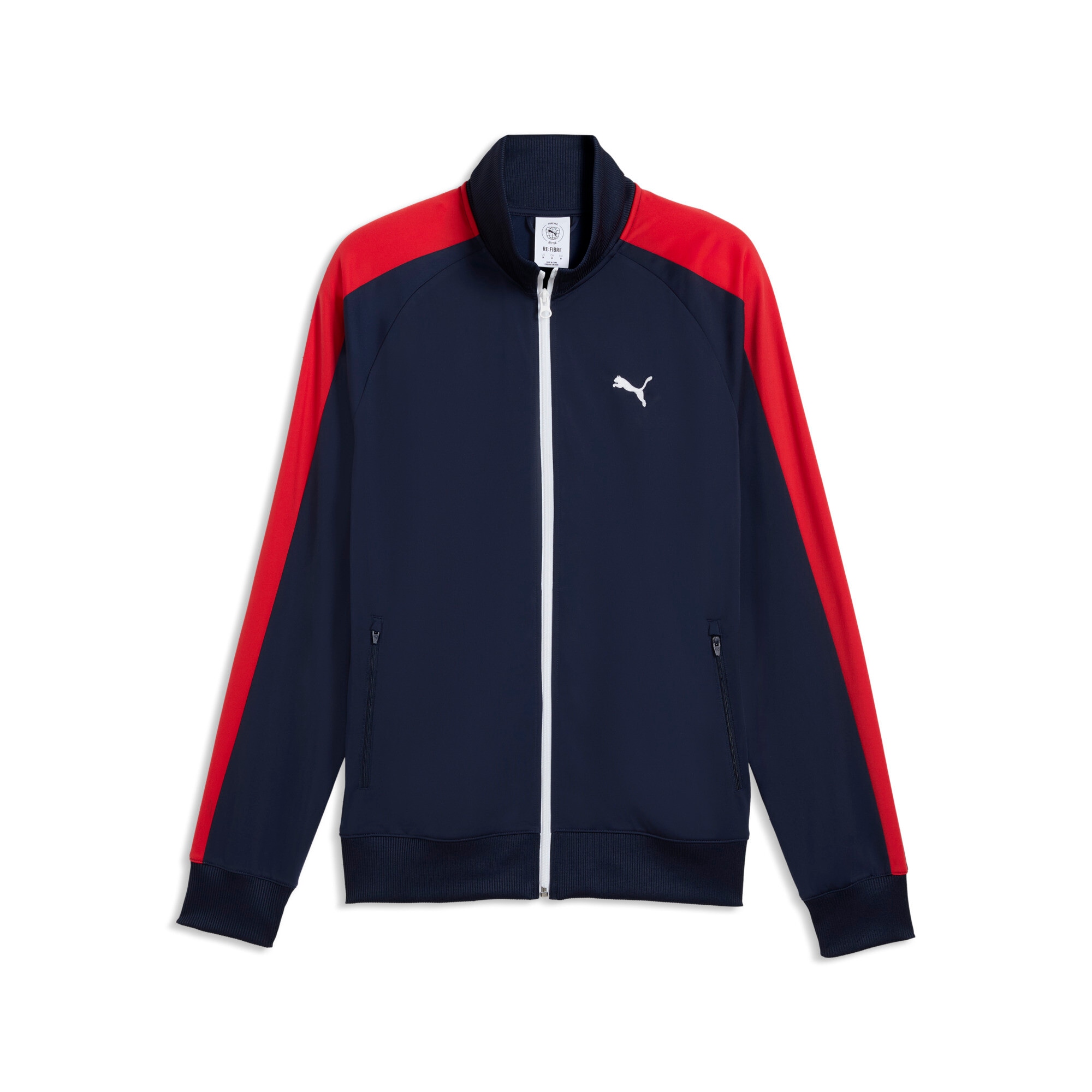 PUMA Trainingsjacke "T7 FOUNDATION POLY TRACK JACKET" ohne Kapuze mit Stehkragen, mit Reißverschlusstaschen, Regular Fit