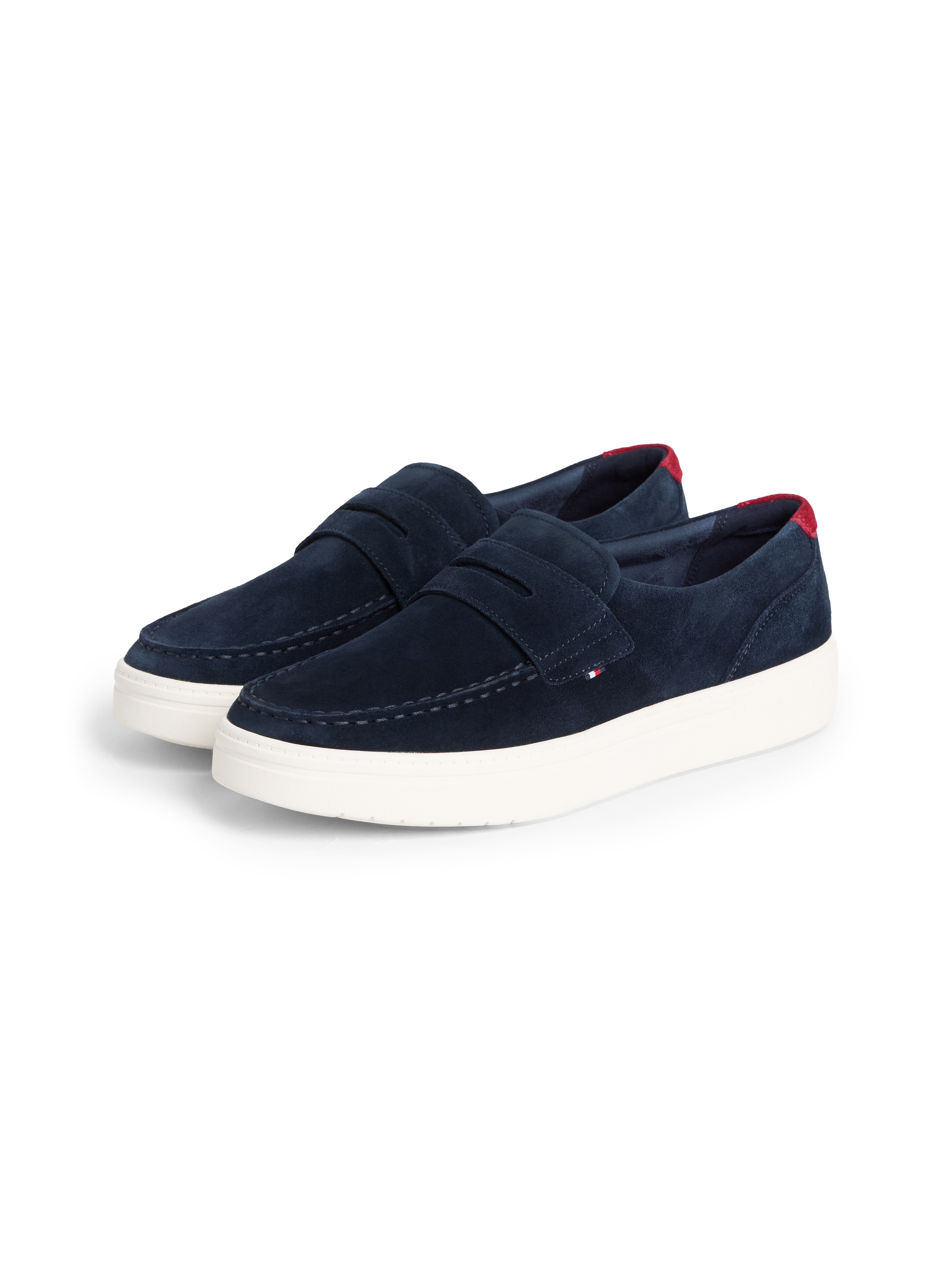 TOMMY HILFIGER Herren Loafer "MODERN LIGHT HYBRID SUEDE LOAFER", Gr. 44, blau, Veloursleder, Veloursleder, unifarben mit Farbeinsatz, Schuhe,