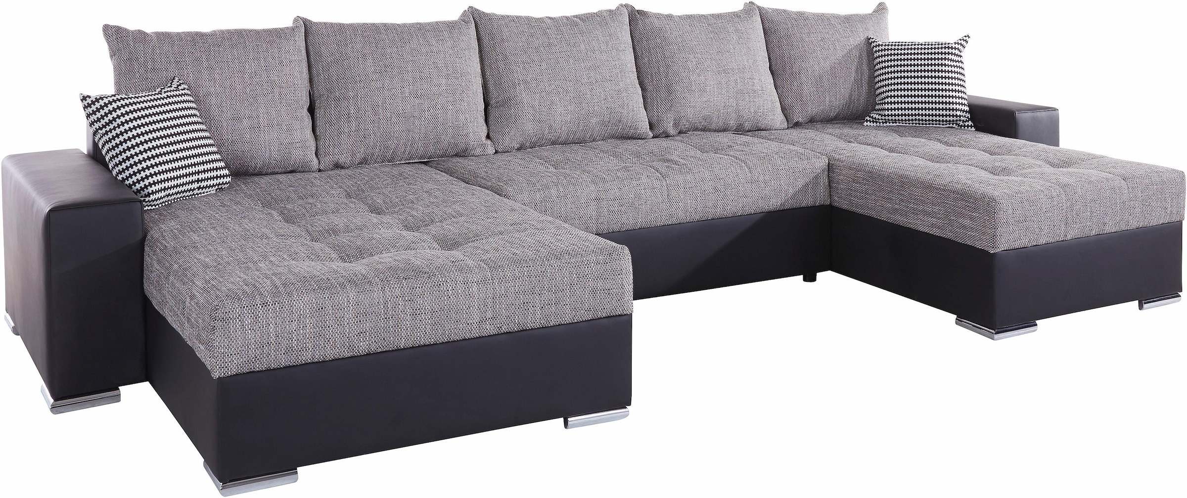 COLLECTION AB Wohnlandschaft »XXL-Josy U-Form, Breite 333 cm, mit 2 Recamieren 77 & 97 cm«, inkl. Bettfunktion, Bettkasten, mit 5 gleich großen Rückenkissen