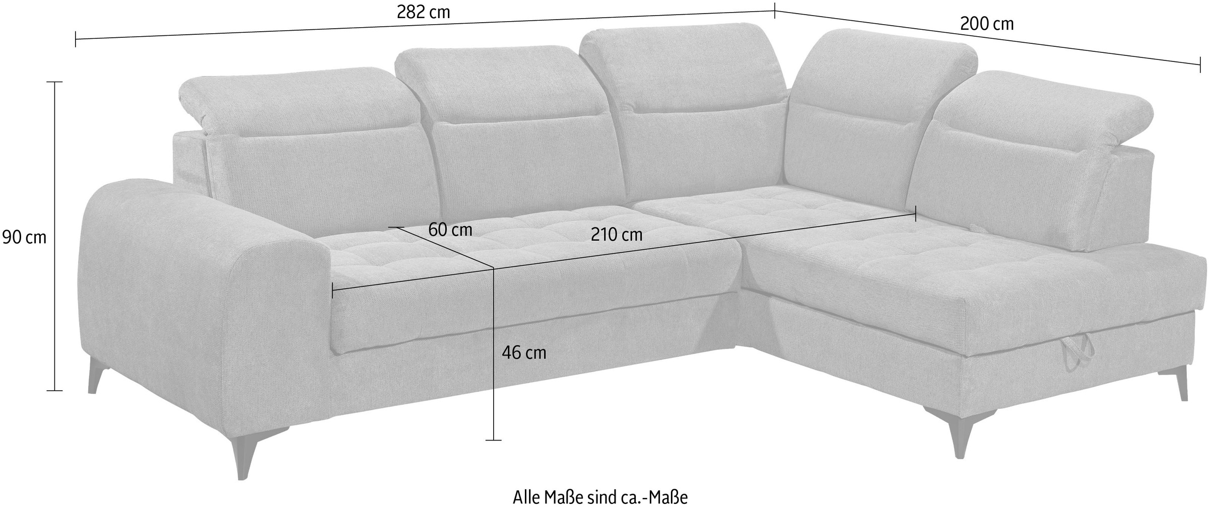 ED EXCITING DESIGN Ecksofa »Rockdale L-Form mit Bettfunktion, Bettkasten«, Kopfteilverstellung, Sitztiefenverstellung & USB-Port
