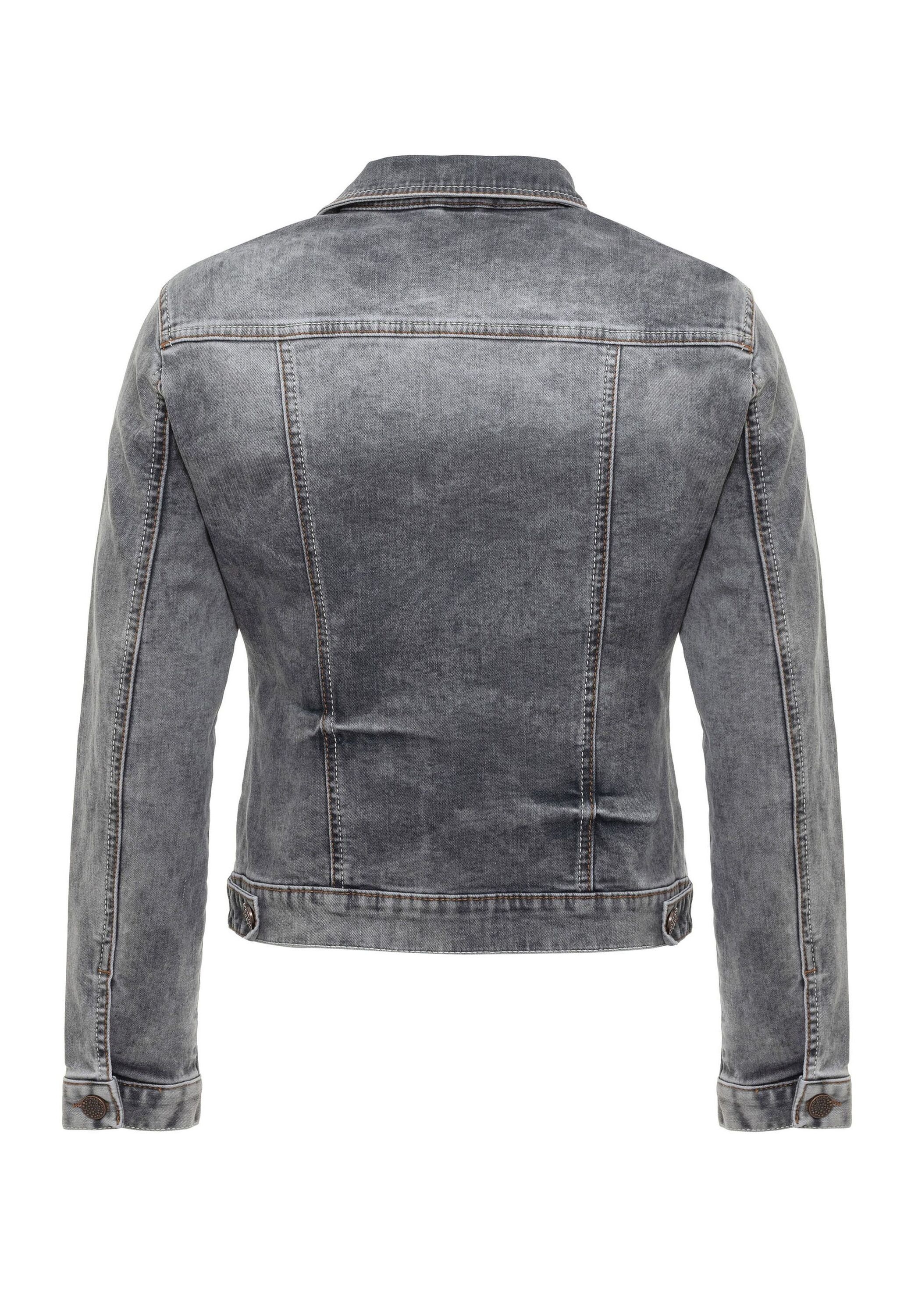 Jeansjacke CIPO & BAXX "Jeansjacke", Damen, Gr. S, grau, Stoff, 100% Baumwolle, unifarben, regular fit normal, Manschette, Jacken Jeansjacke, Mit praktischen Brusttaschen, WJ212 3