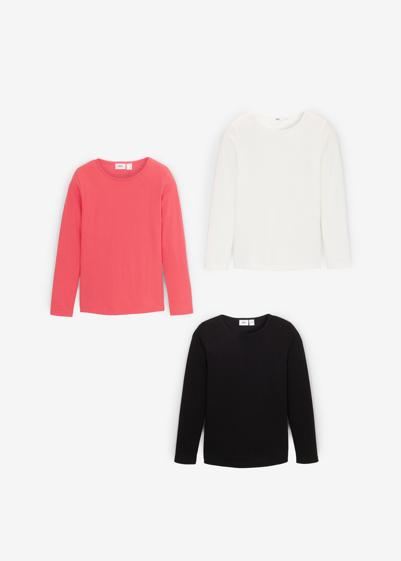 bonprix Langarmshirt »Langarmshirt aus reiner Baumwolle (3er Pack)« Packung, 3, 3 Stk. Langarmshirt aus reiner Baumwolle (3er Pack)