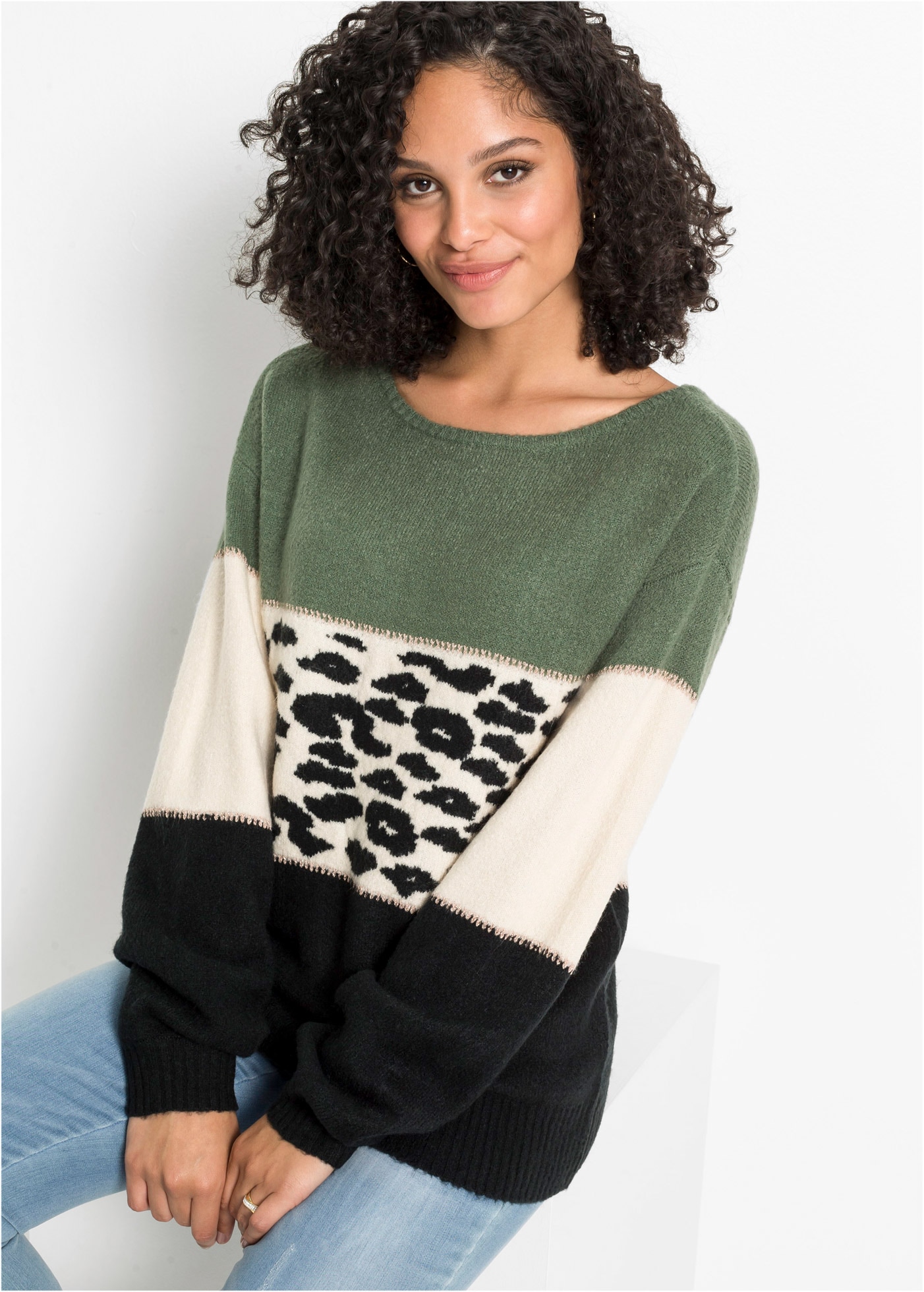 bonprix Strickpullover "Oversize-Pullover" Oversize-Fit, gemustert, Glitzer günstig online kaufen