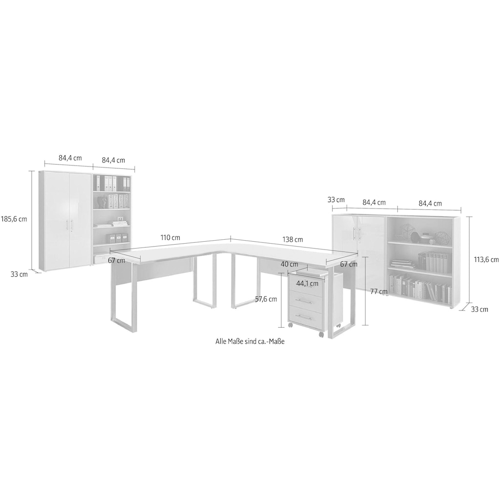 BMG Möbel Büro-Set »Tabor Office 1«, (Set, 8 tlg.)