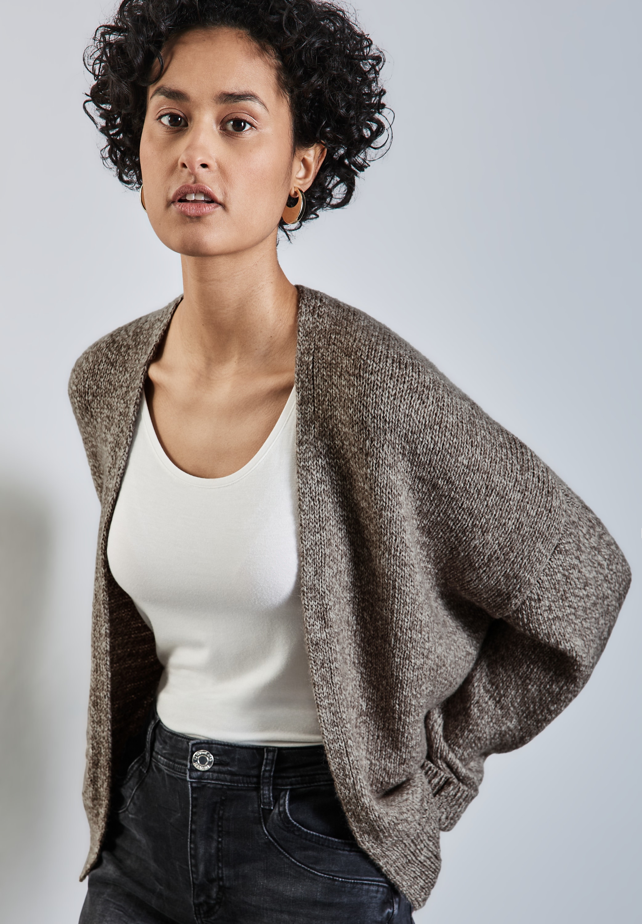 STREET ONE Cardigan, in offener Form, in melierter Optik günstig online kaufen